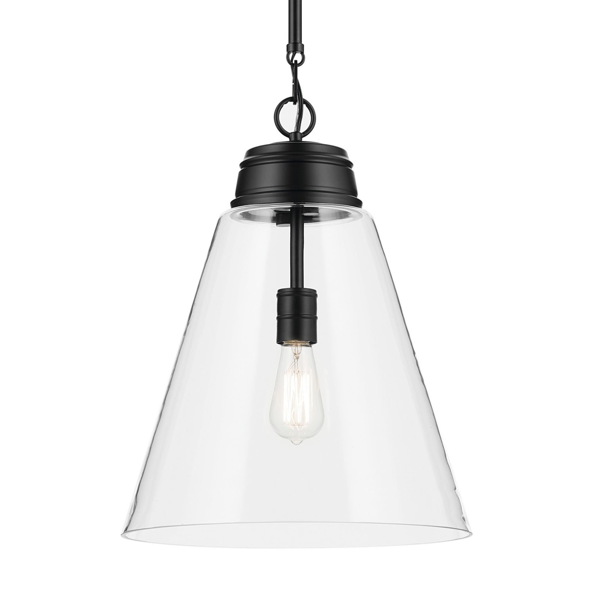 Marsailli 16" Pendant, Black Finish, Clear Glass - Bees Lighting