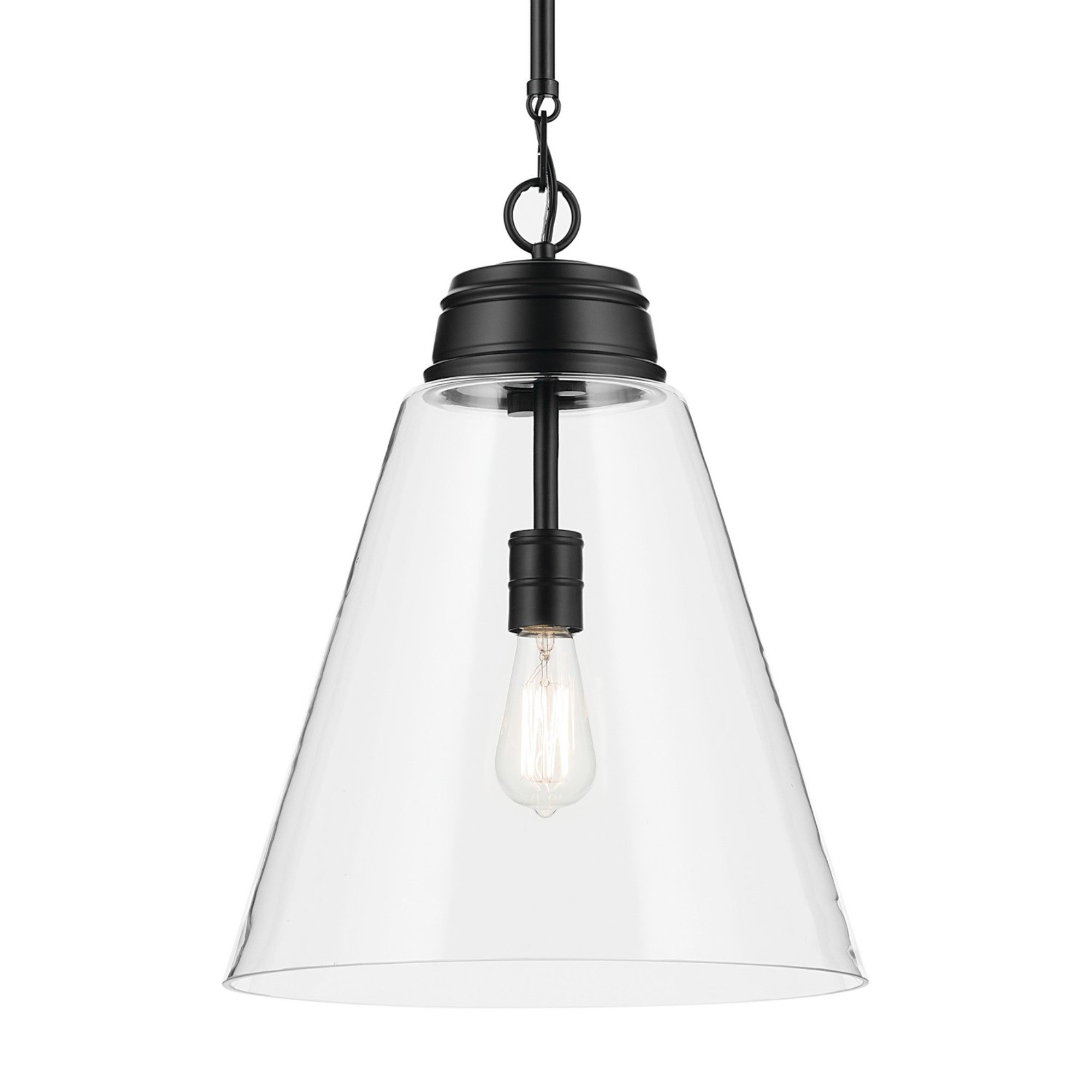 Marsailli 16" Pendant, Black Finish, Clear Glass - Bees Lighting