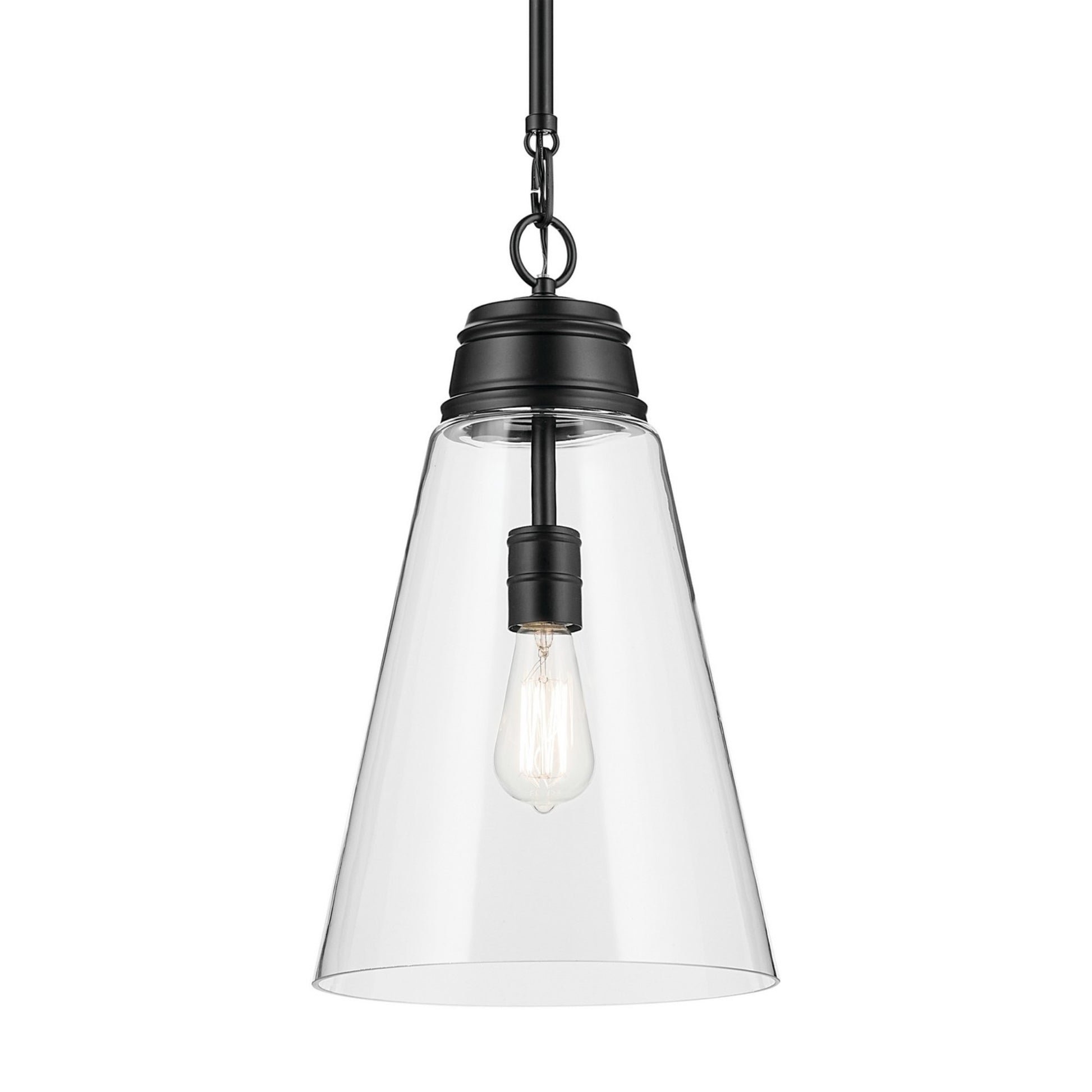 Marsailli 12" Pendant, Black Finish, Clear Glass - Bees Lighting