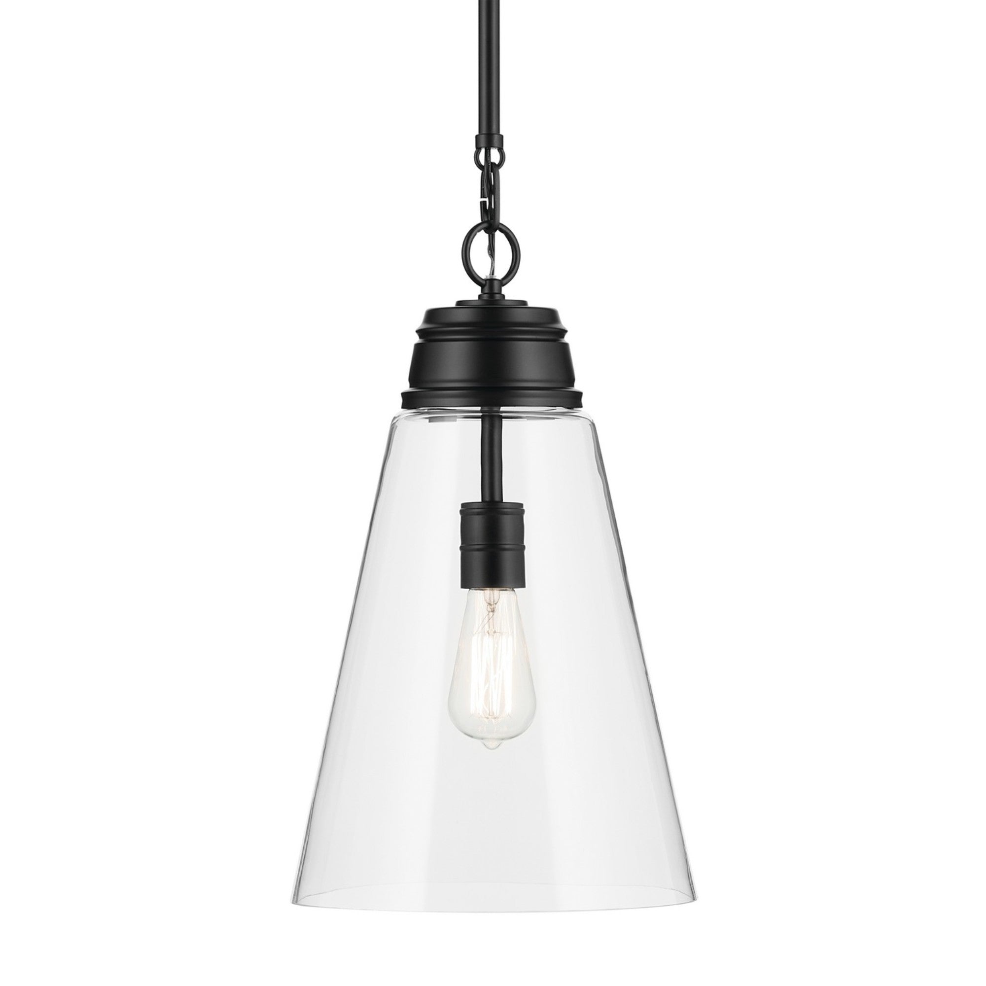 Marsailli 12" Pendant, Black Finish, Clear Glass - Bees Lighting