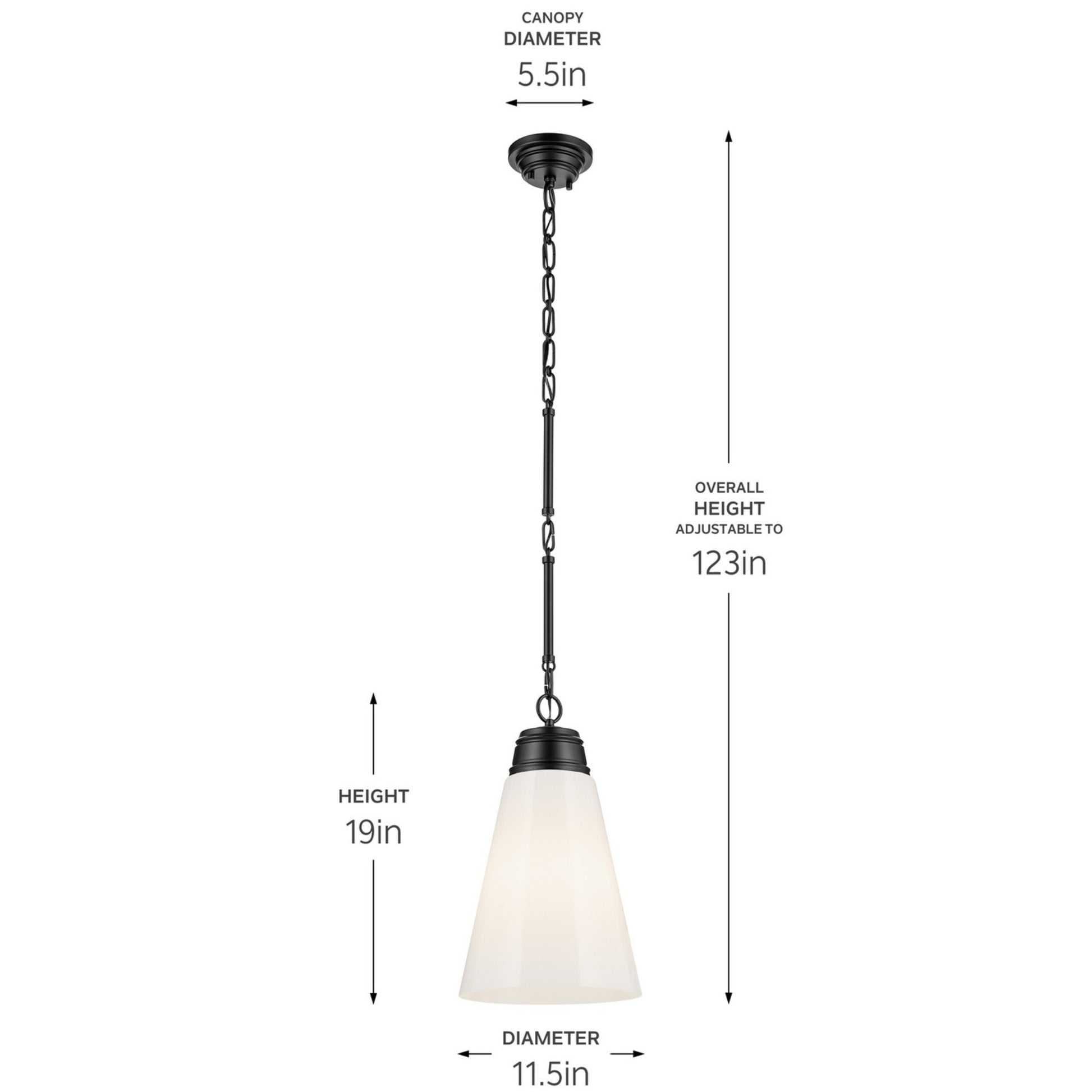 Marsailli 12" Pendant, Black Finish, Opal Glass - Bees Lighting