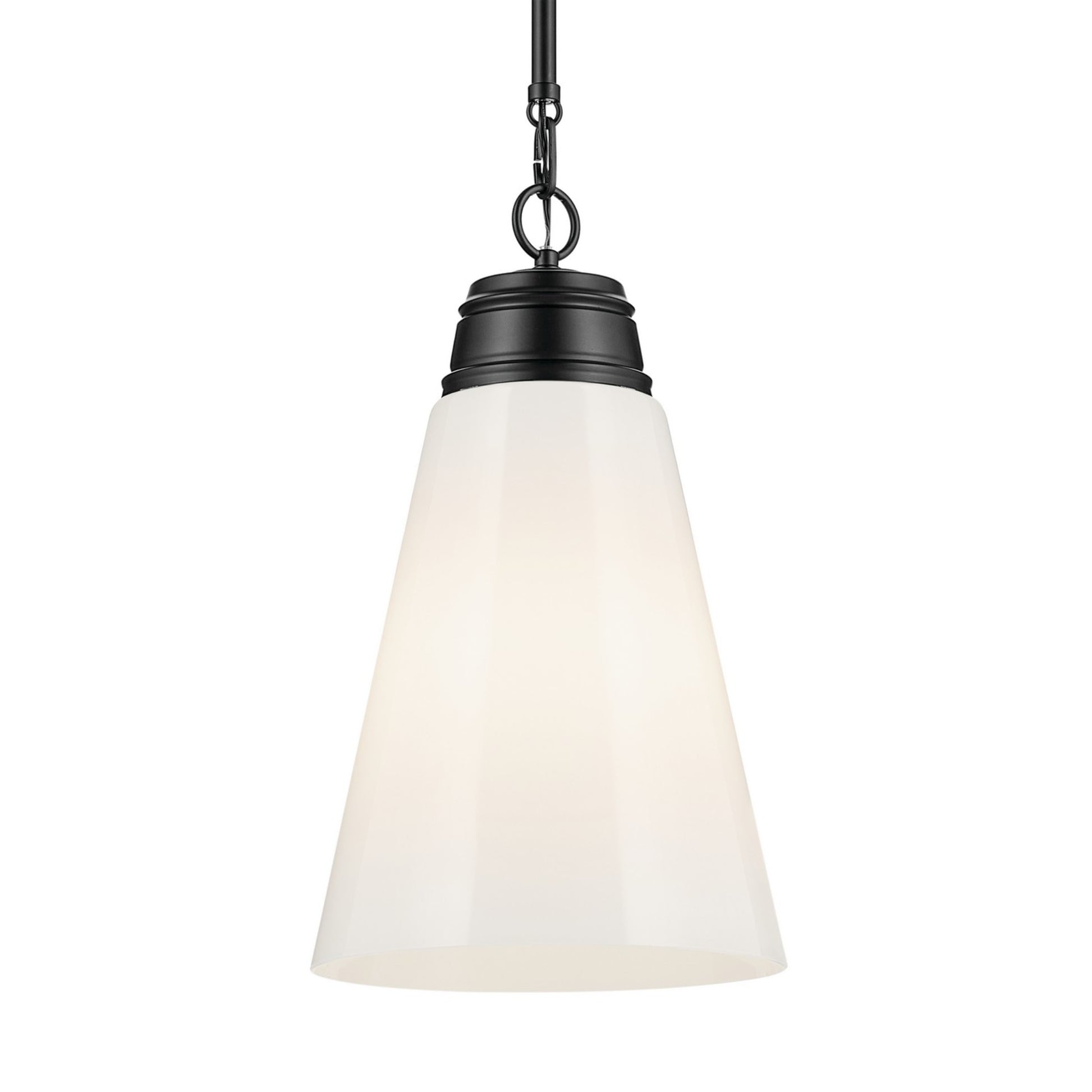 Marsailli 12" Pendant, Black Finish, Opal Glass - Bees Lighting