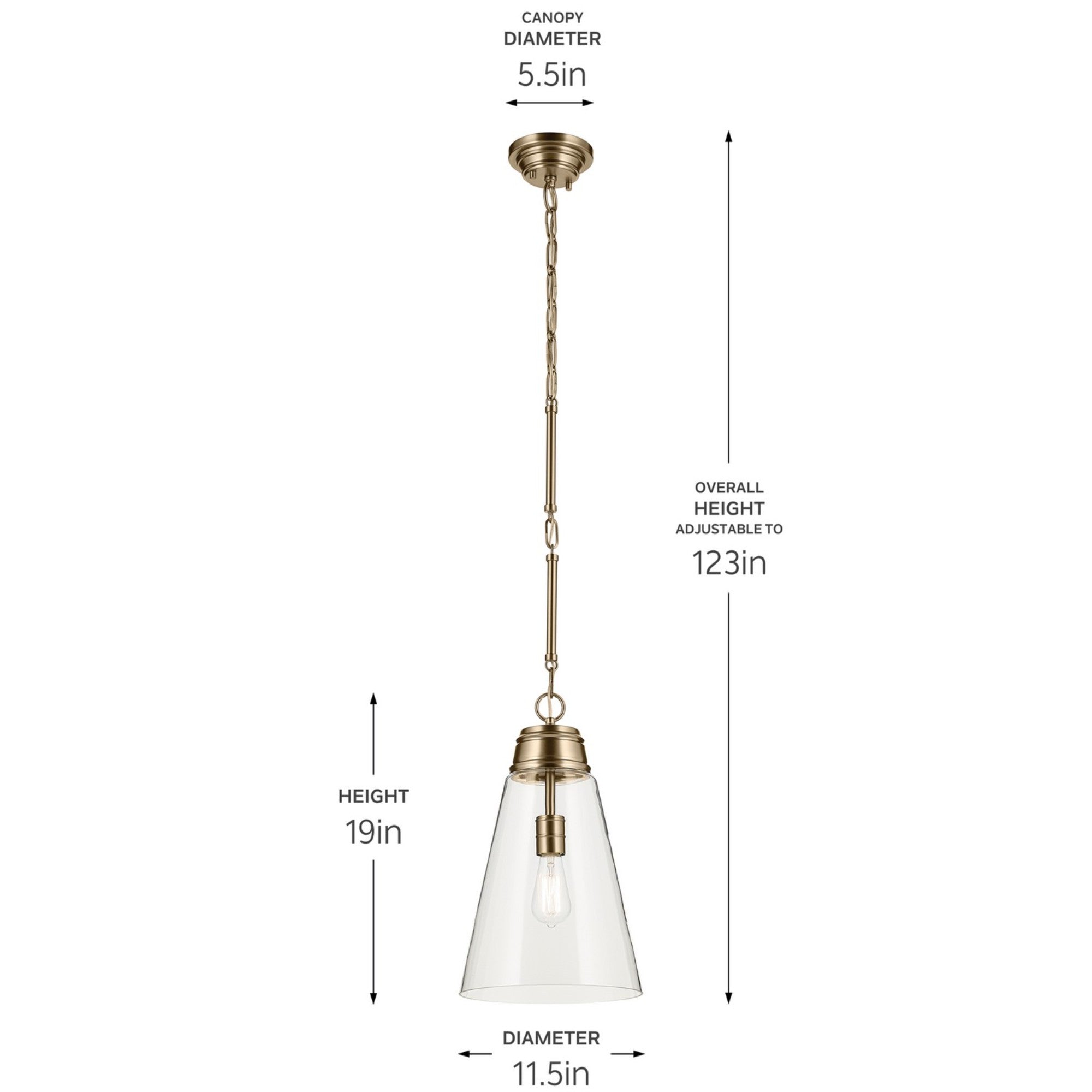 Marsailli 12" Pendant, Champagne Bronze Finish, Clear Glass - Bees Lighting