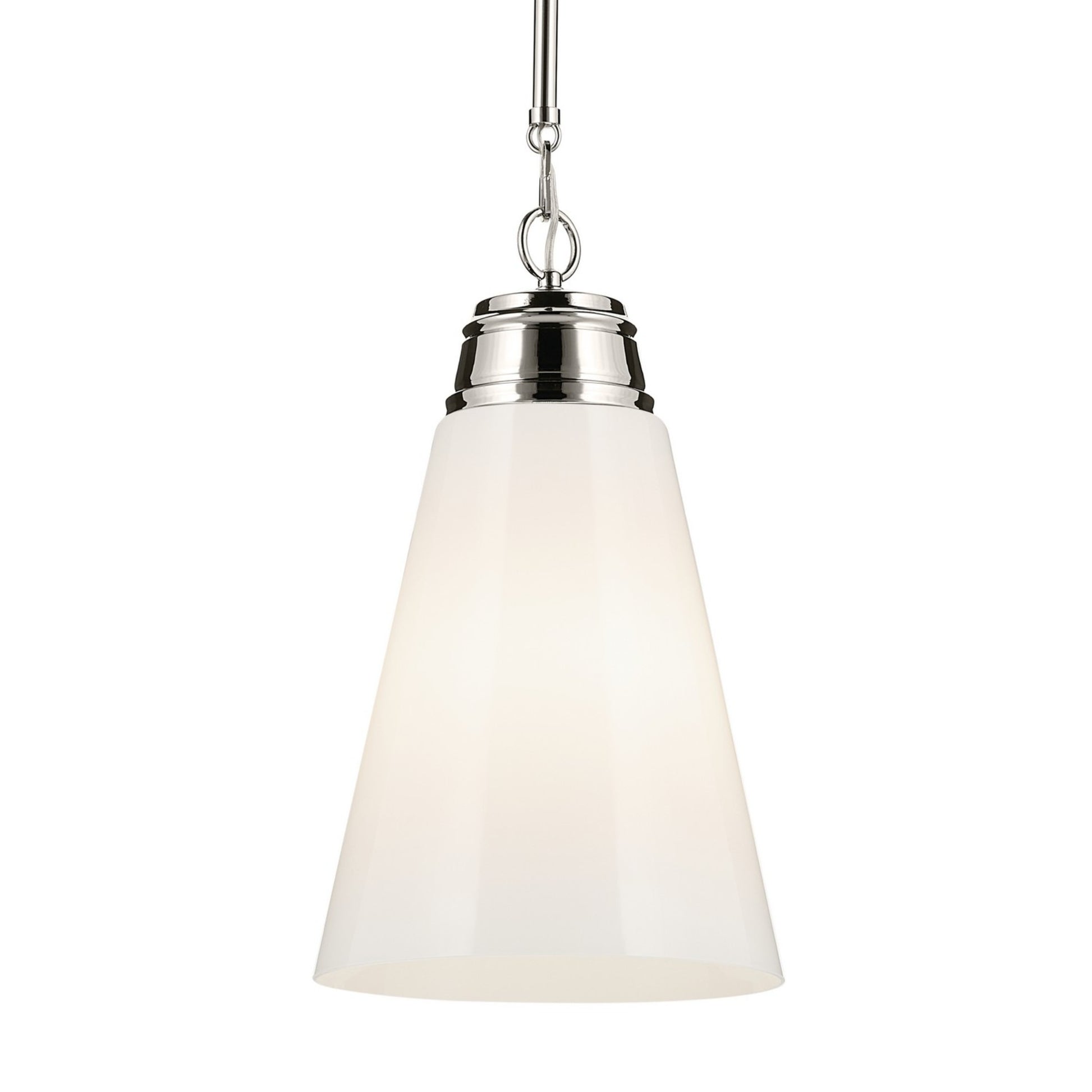 Marsailli 12" Pendant, Polished Nickel Finish, Opal Glass - Bees Lighting