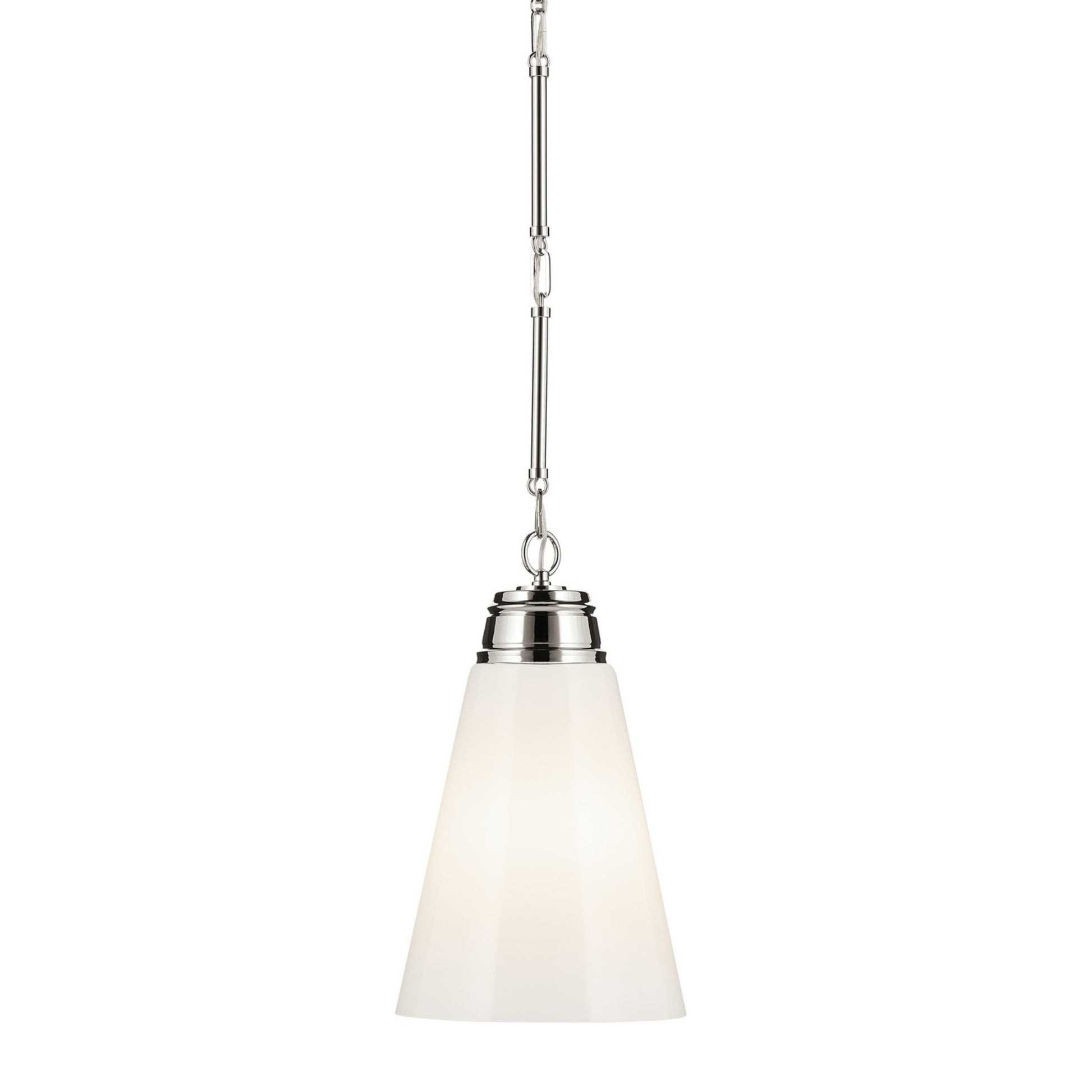 Marsailli 12" Pendant, Polished Nickel Finish, Opal Glass - Bees Lighting