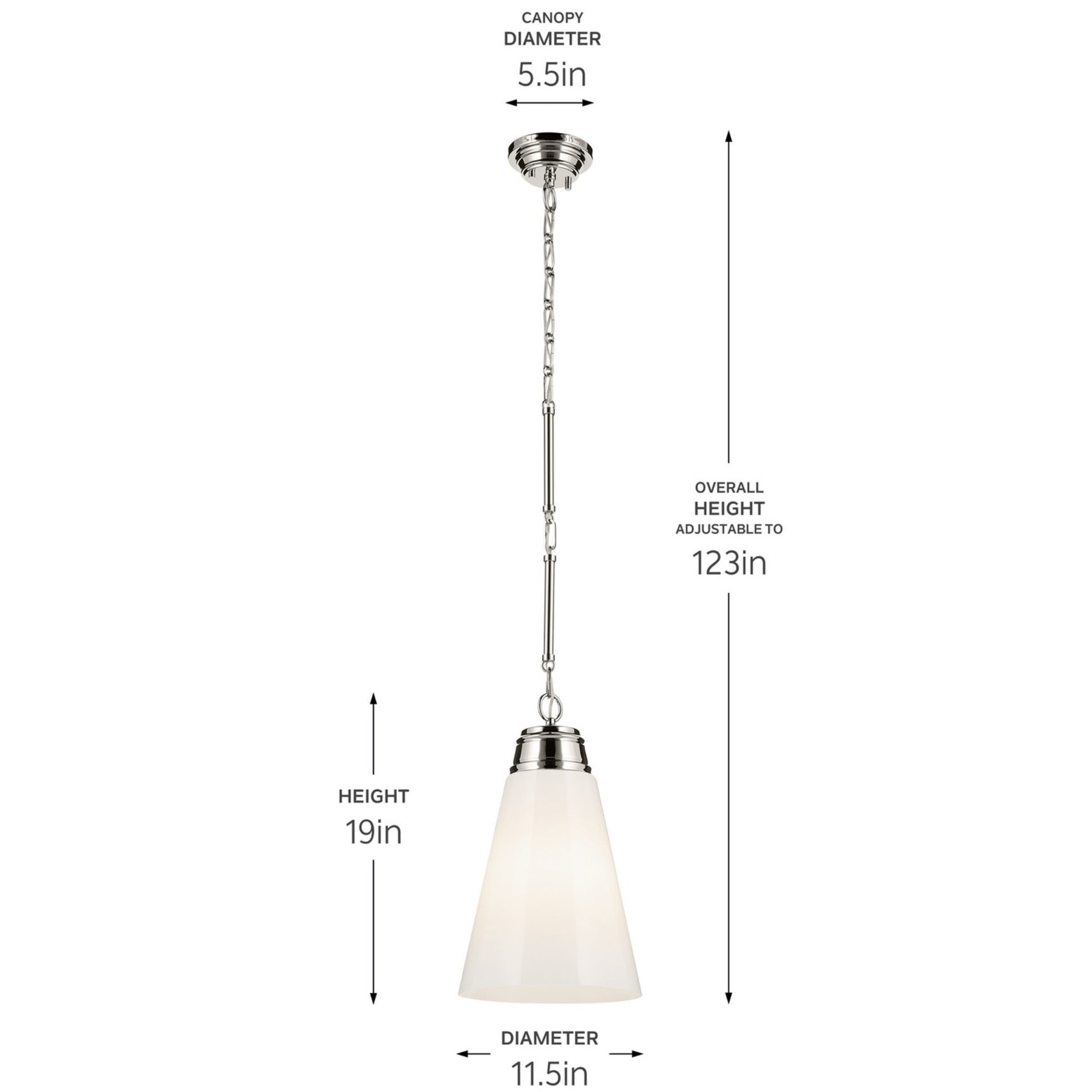 Marsailli 12" Pendant, Polished Nickel Finish, Opal Glass - Bees Lighting