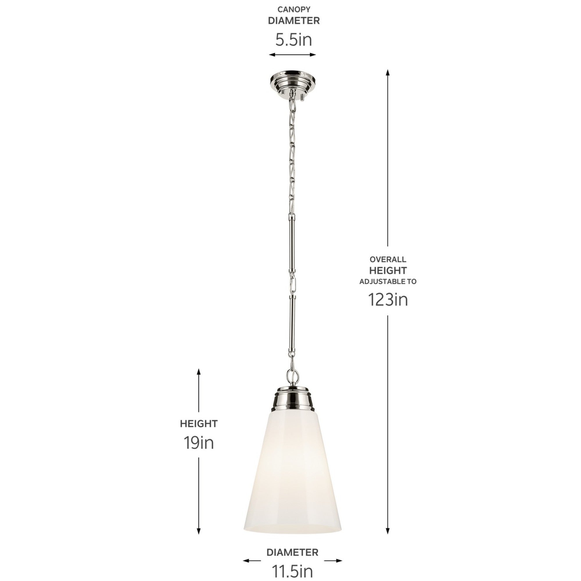 Marsailli 12" Pendant, Polished Nickel Finish, Opal Glass - Bees Lighting