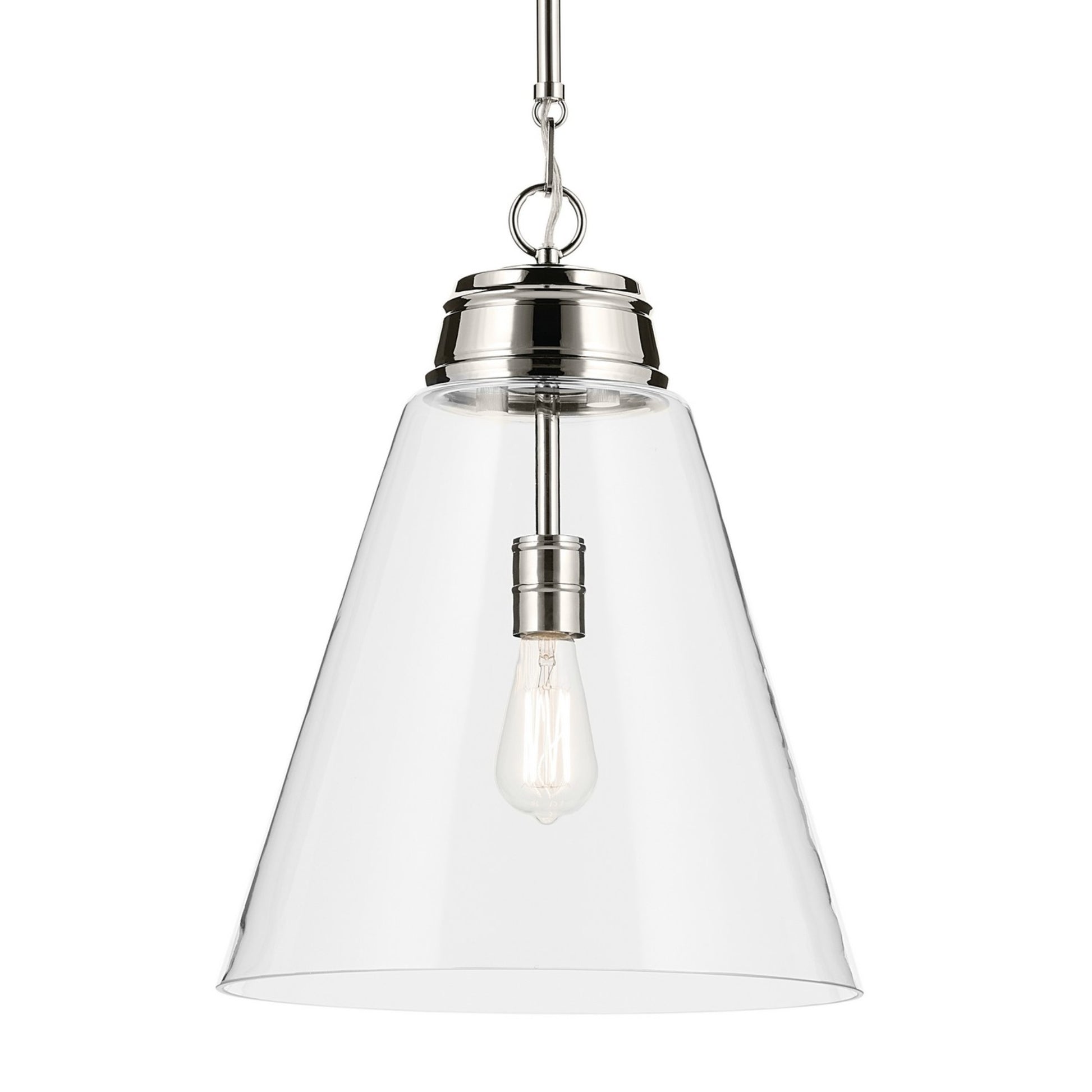 Marsailli 16" Pendant, Polished Nickel Finish, Clear Glass - Bees Lighting