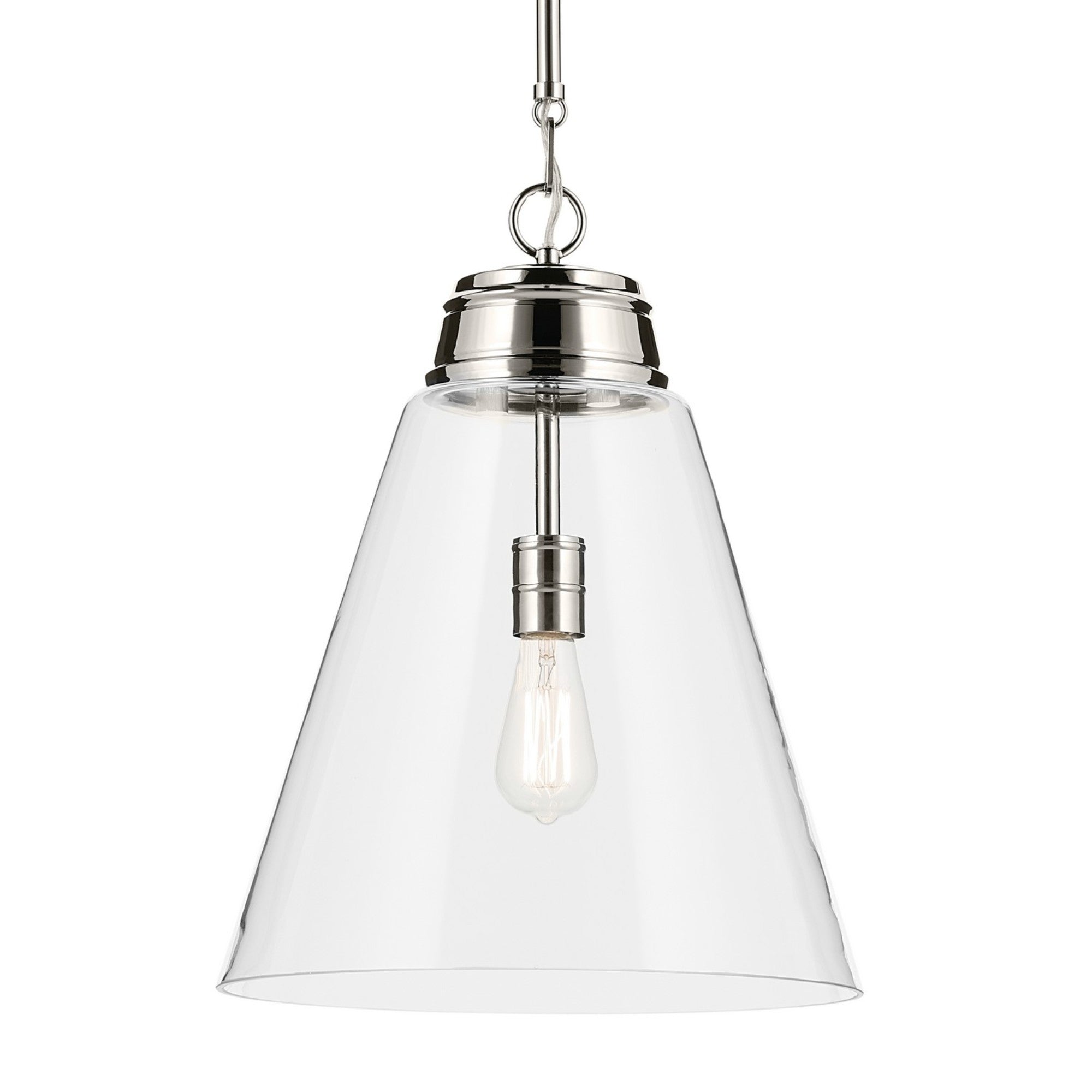 Marsailli 16" Pendant, Polished Nickel Finish, Clear Glass - Bees Lighting