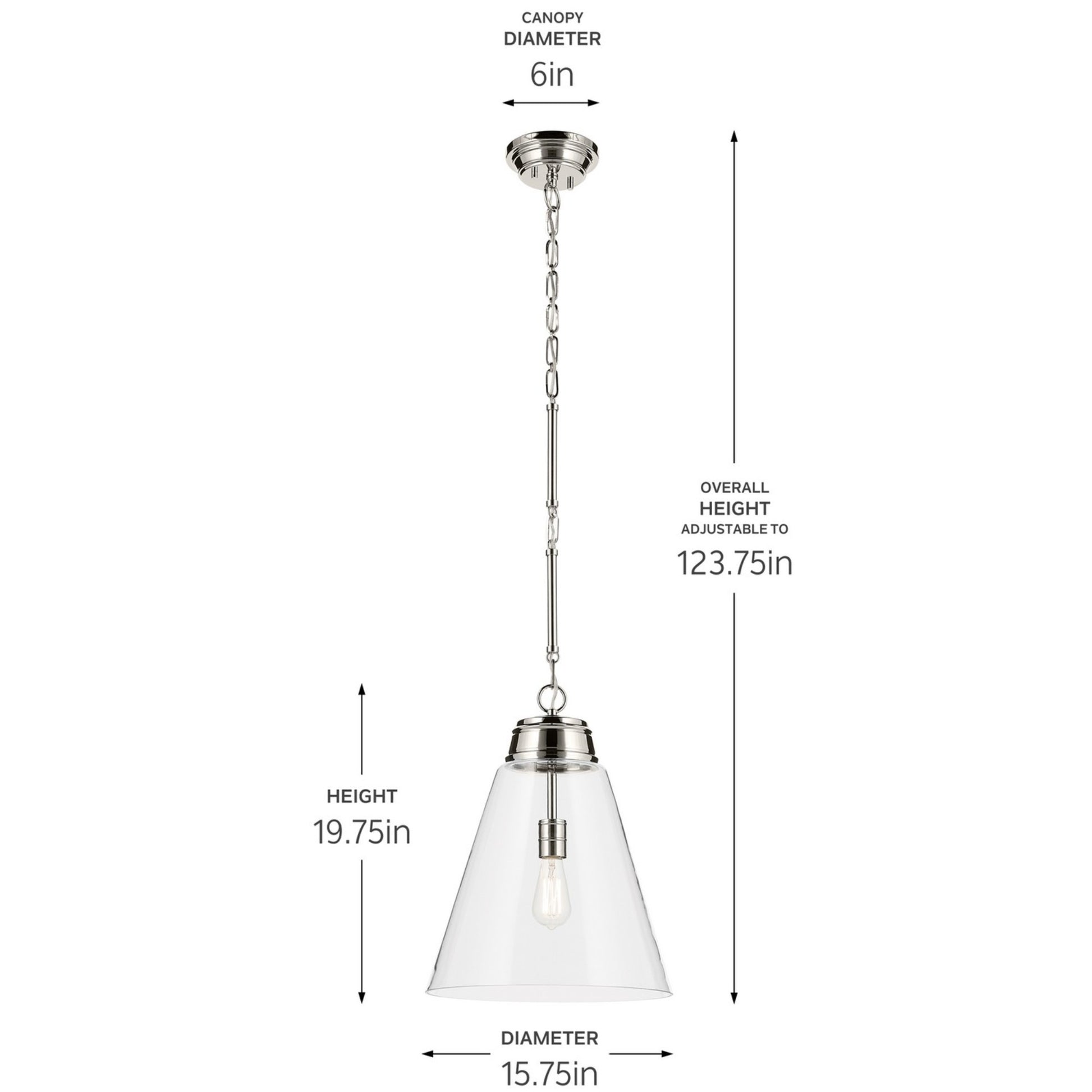 Marsailli 16" Pendant, Polished Nickel Finish, Clear Glass - Bees Lighting