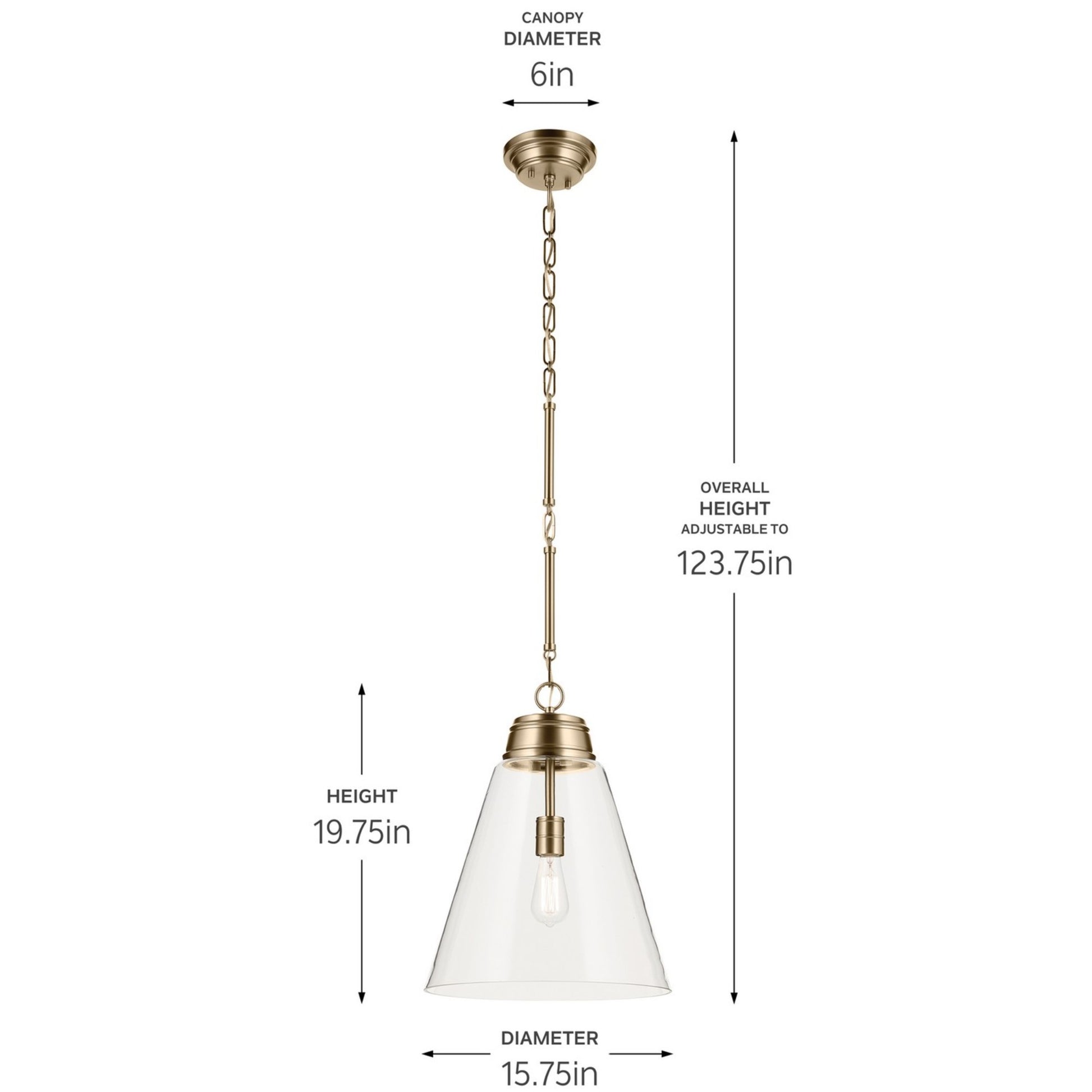 Marsailli 16" Pendant, Champagne Bronze Finish, Clear Glass - Bees Lighting