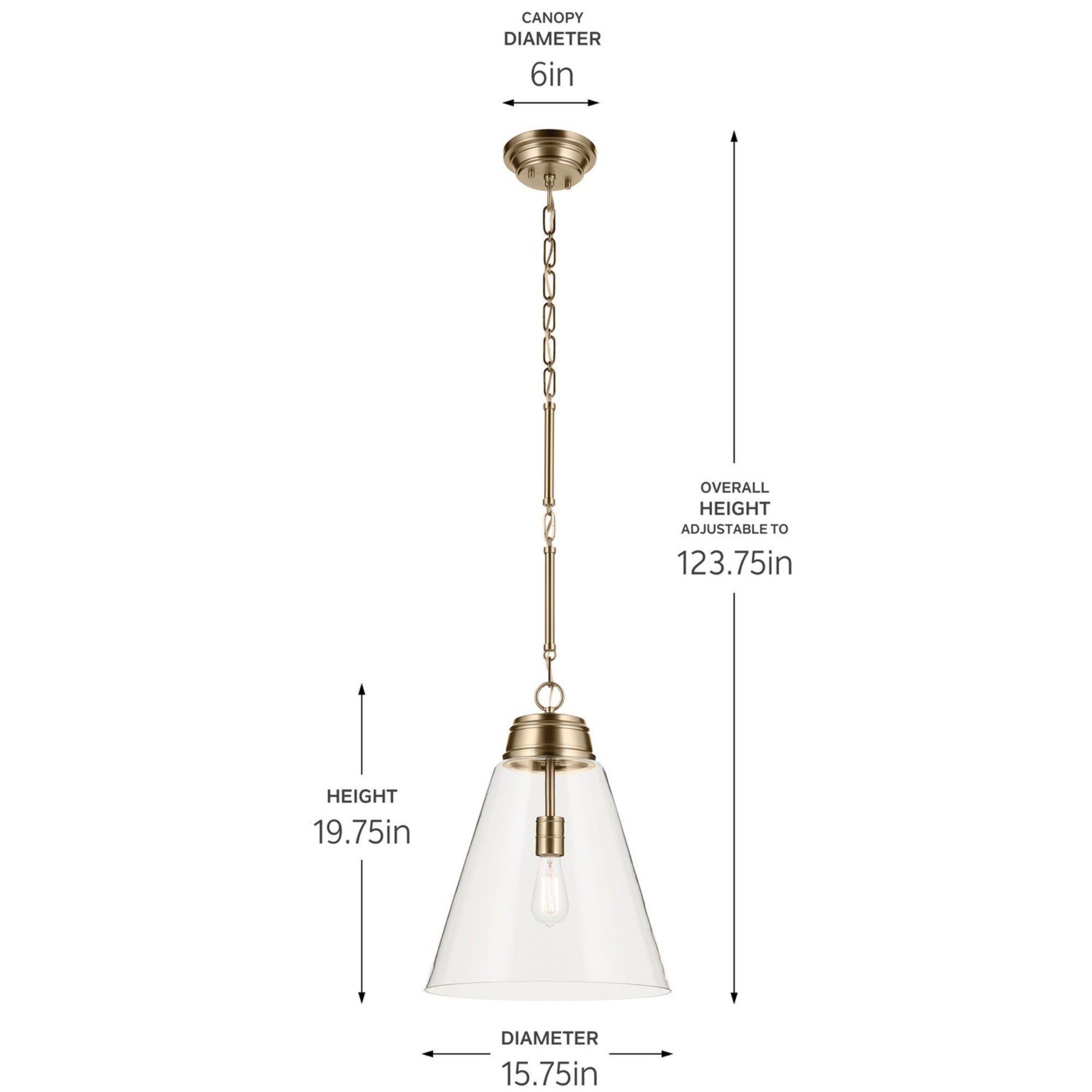 Marsailli 16" Pendant, Champagne Bronze Finish, Clear Glass - Bees Lighting