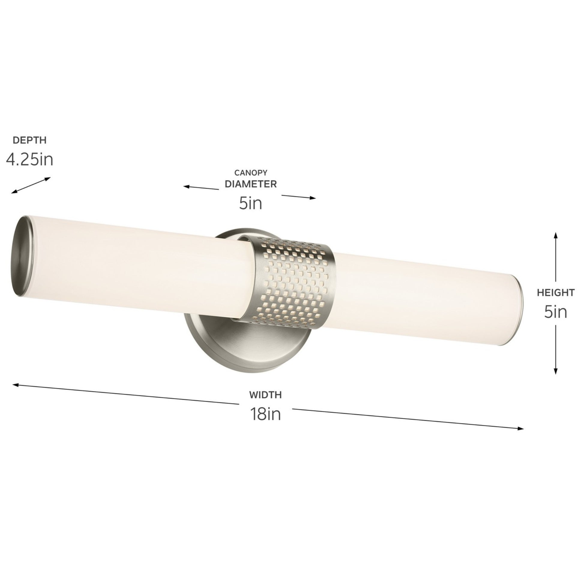Sashi 18" LED Bath Bar, Brushed Nickel Finish - Bees Lighting