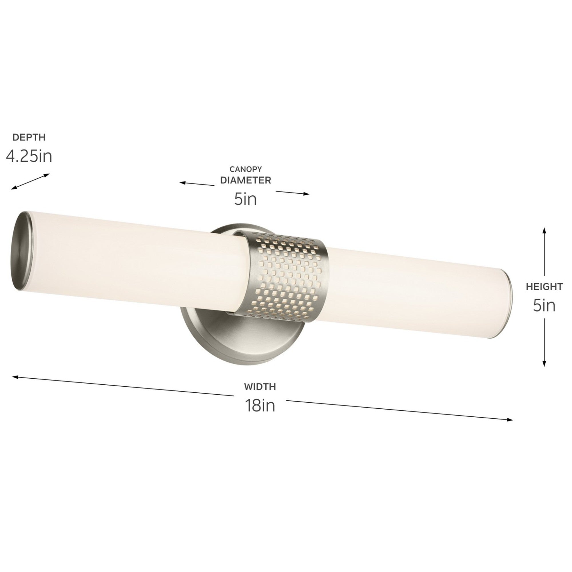 Sashi 18" LED Bath Bar, Brushed Nickel Finish - Bees Lighting