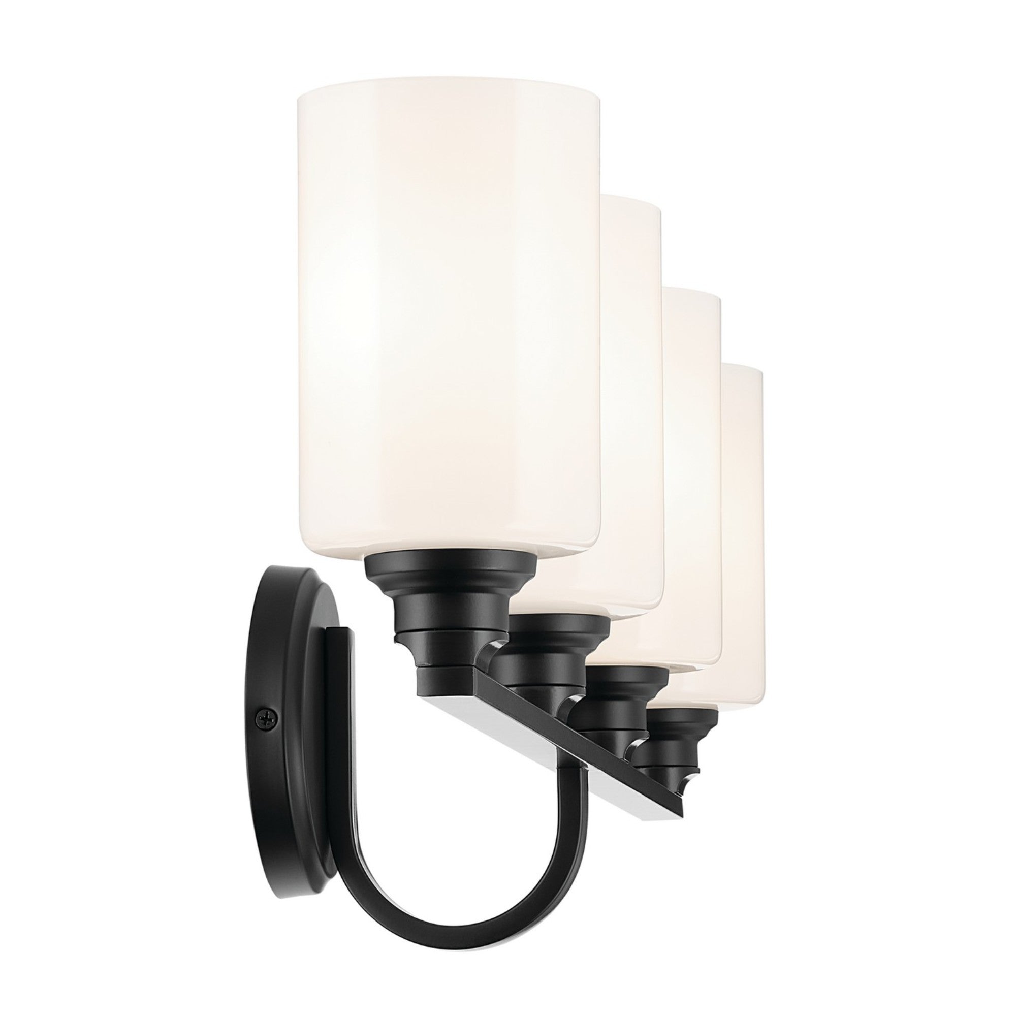 Gioe 32" 4-Light Bath Vanity Light, Black Finish Etched Glass - Bees Lighting