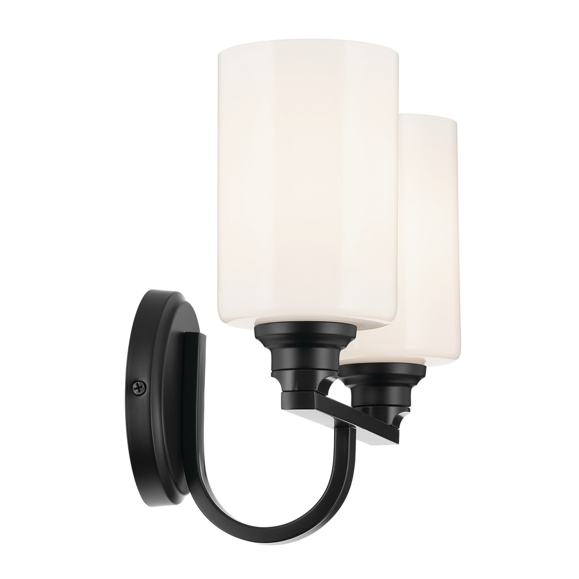 Gioe 14" 2-Light Bath Vanity Light, Black Finish Etched Glass - Bees Lighting