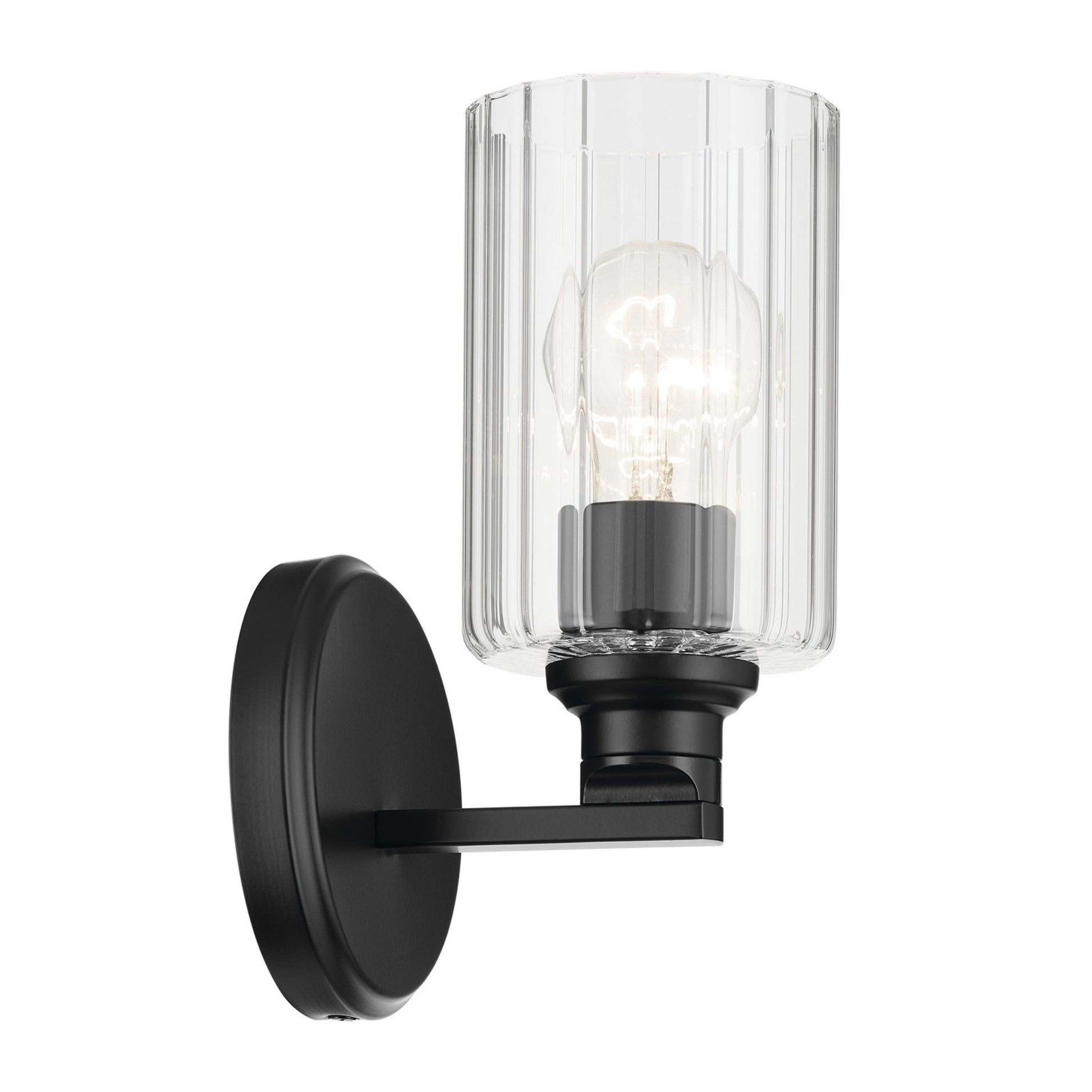 Gioe 5" Wall Sconce, Black Finish, Clear Fluted Glass - Bees Lighting