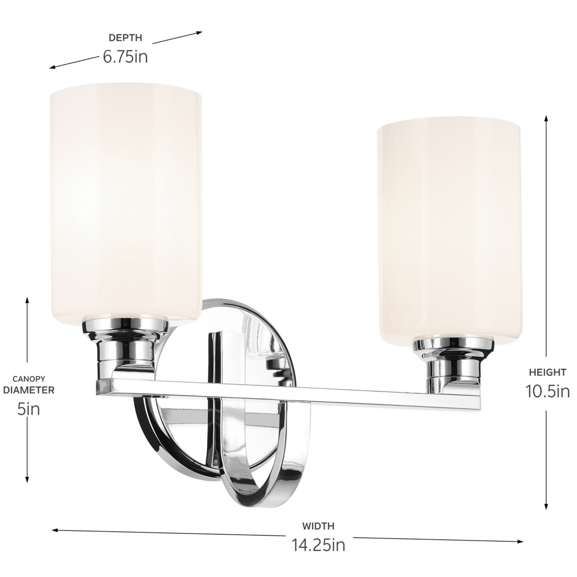 Gioe 14" 2-Light Bath Vanity Light, Chrome Finish Etched Glass - Bees Lighting