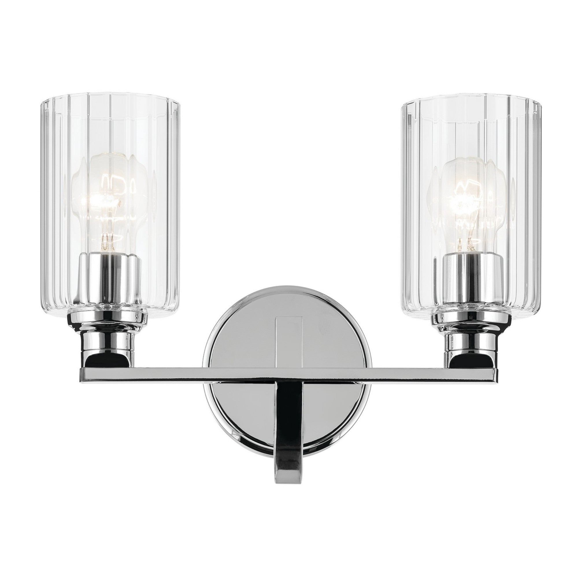 Gioe 14" 2-Light Bath Vanity Light, Chrome Finish Fluted Glass - Bees Lighting
