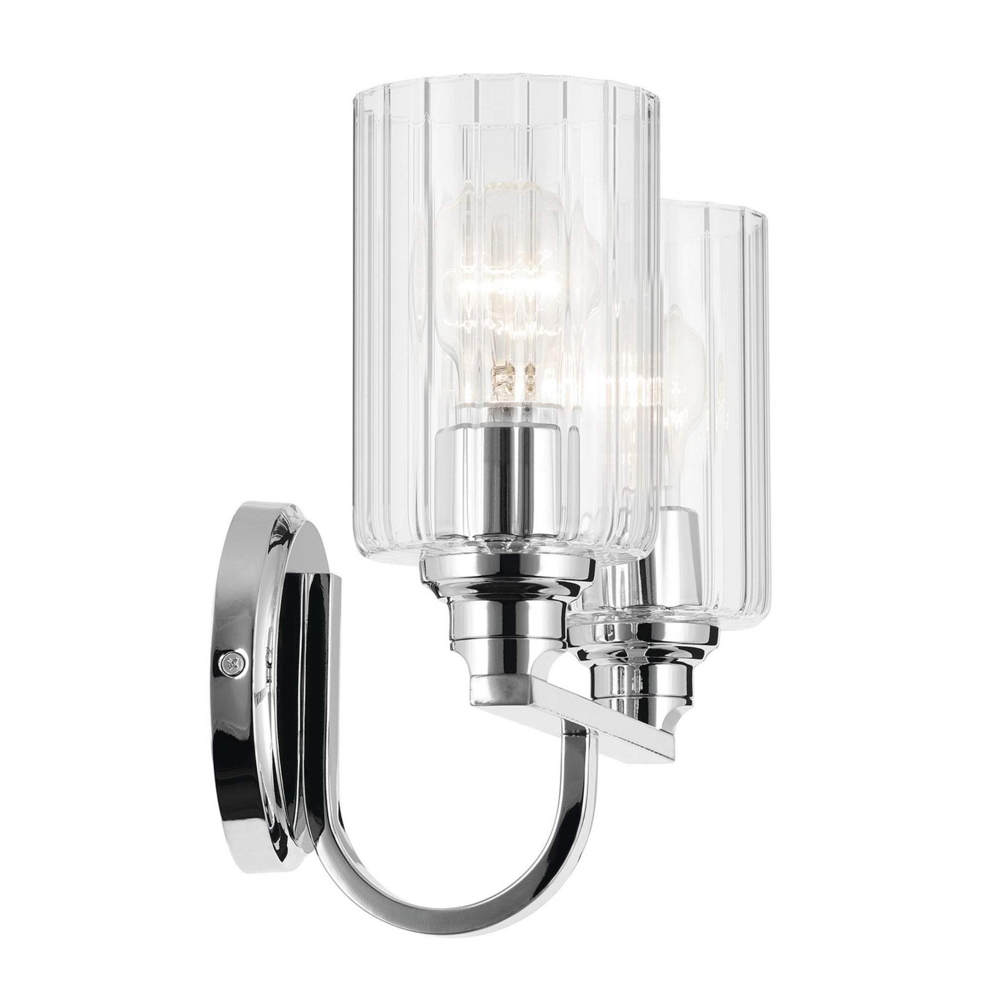 Gioe 14" 2-Light Bath Vanity Light, Chrome Finish Fluted Glass - Bees Lighting