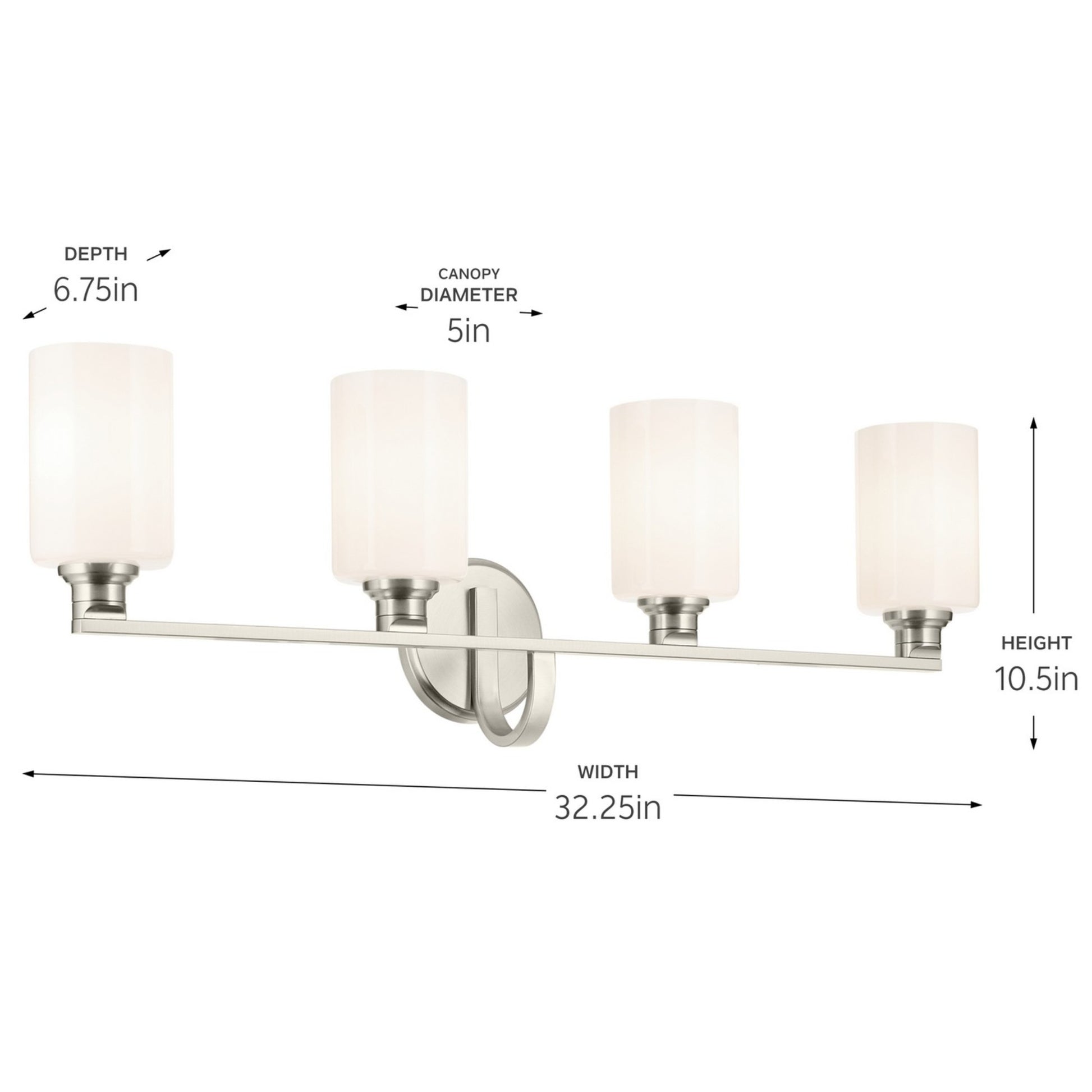 Gioe 32" 4-Light Bath Vanity Light, Brushed Nickel Finish Etched Glass - Bees Lighting