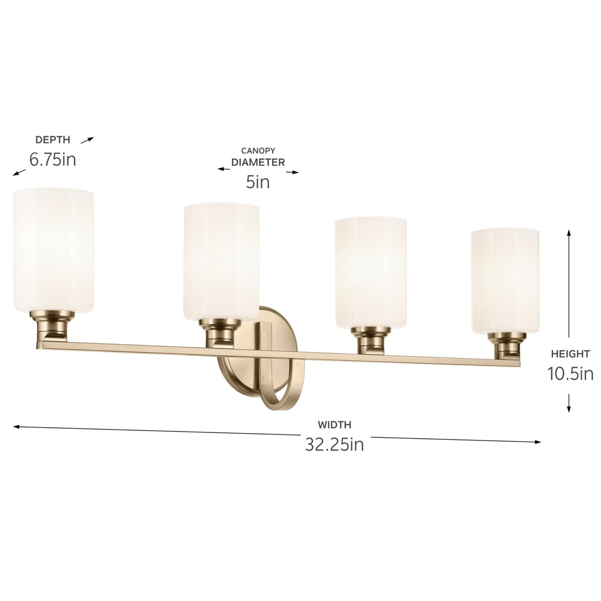 Gioe 32" 4-Light Bath Vanity Light, Champagne Bronze Finish Etched Glass - Bees Lighting