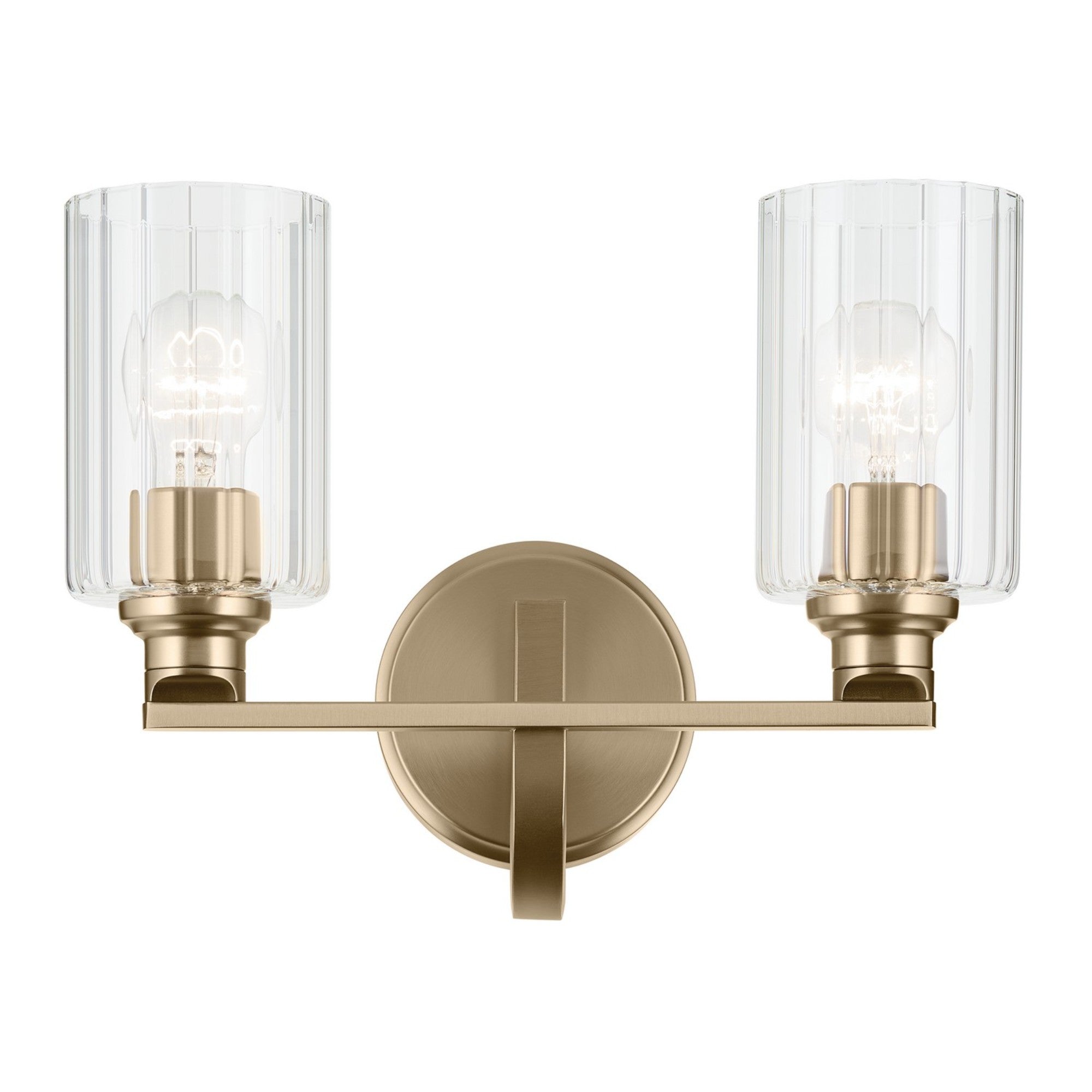 Gioe 14" 2-Light Bath Vanity Light, Champagne Bronze Finish Fluted Glass - Bees Lighting