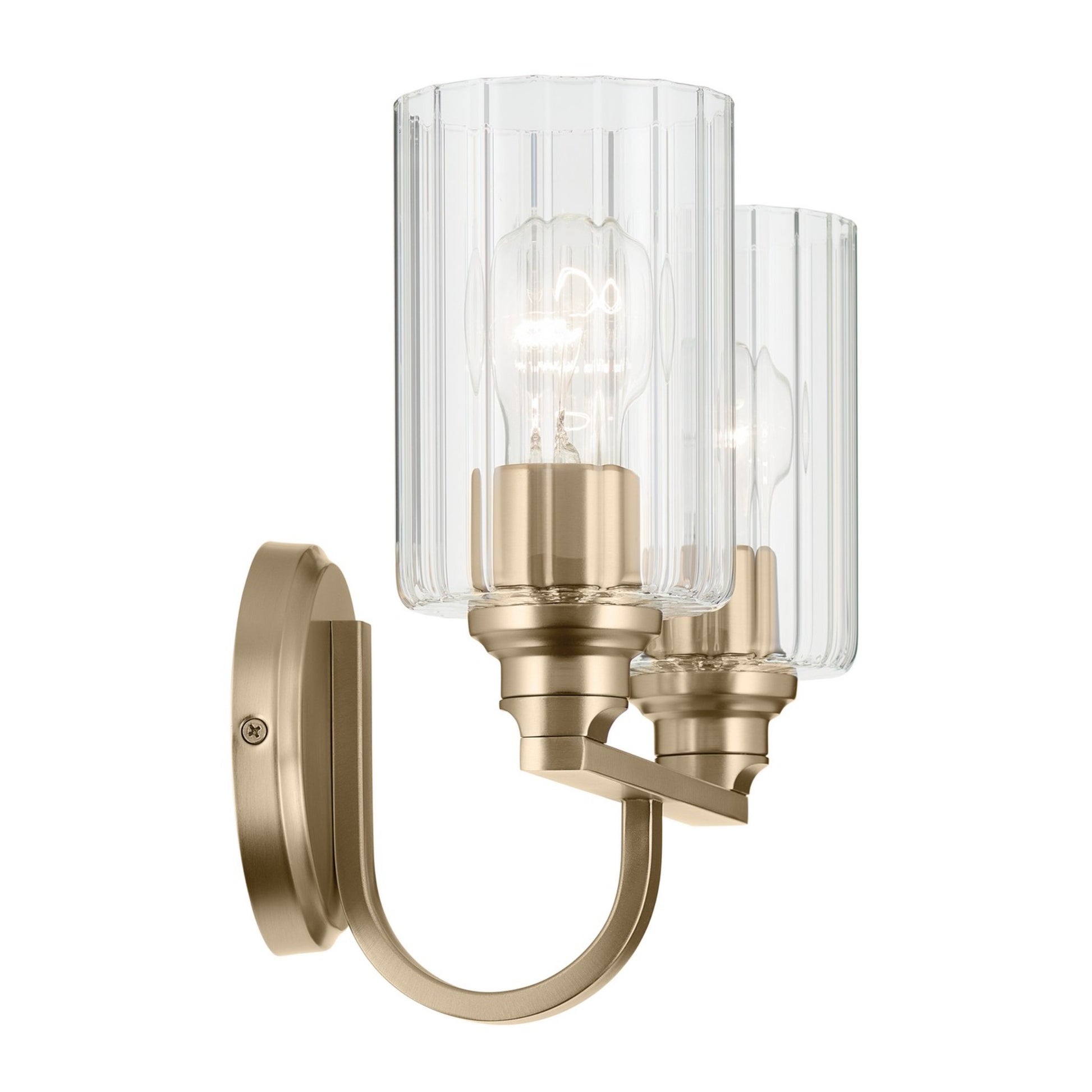 Gioe 14" 2-Light Bath Vanity Light, Champagne Bronze Finish Fluted Glass - Bees Lighting