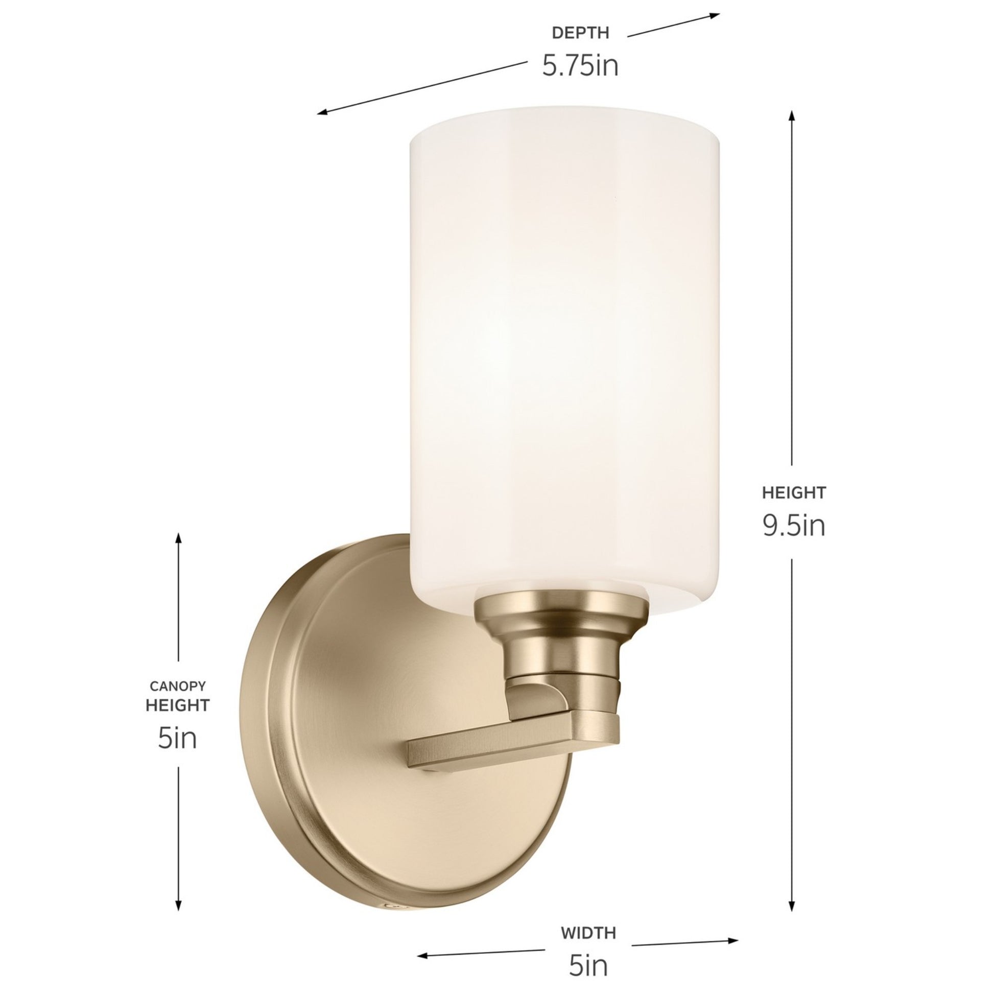 Gioe 5" Wall Sconce, Champagne Bronze Finish, Opal Glass - Bees Lighting