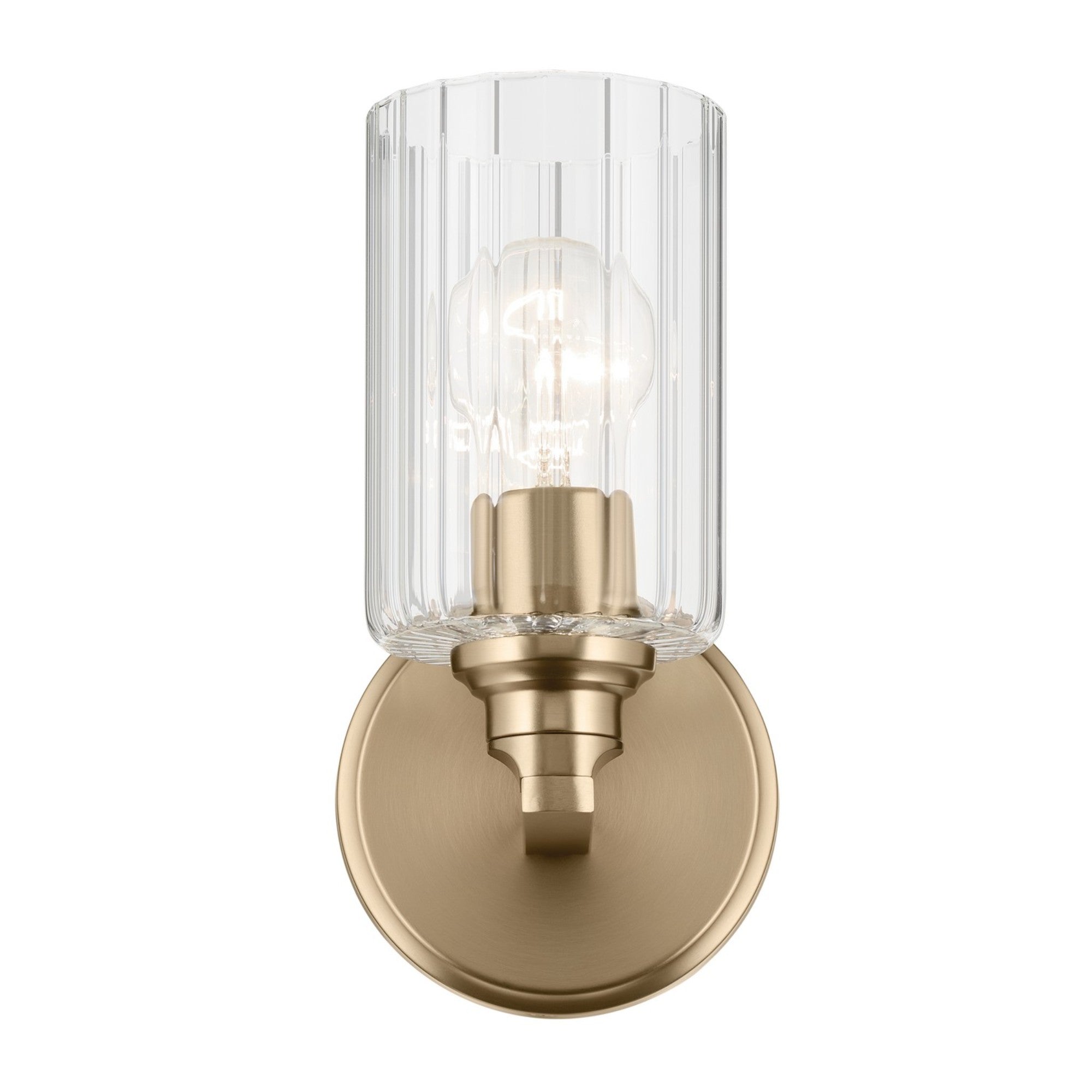 Gioe 5" Wall Sconce, Champagne Bronze Finish, Clear Fluted Glass - Bees Lighting