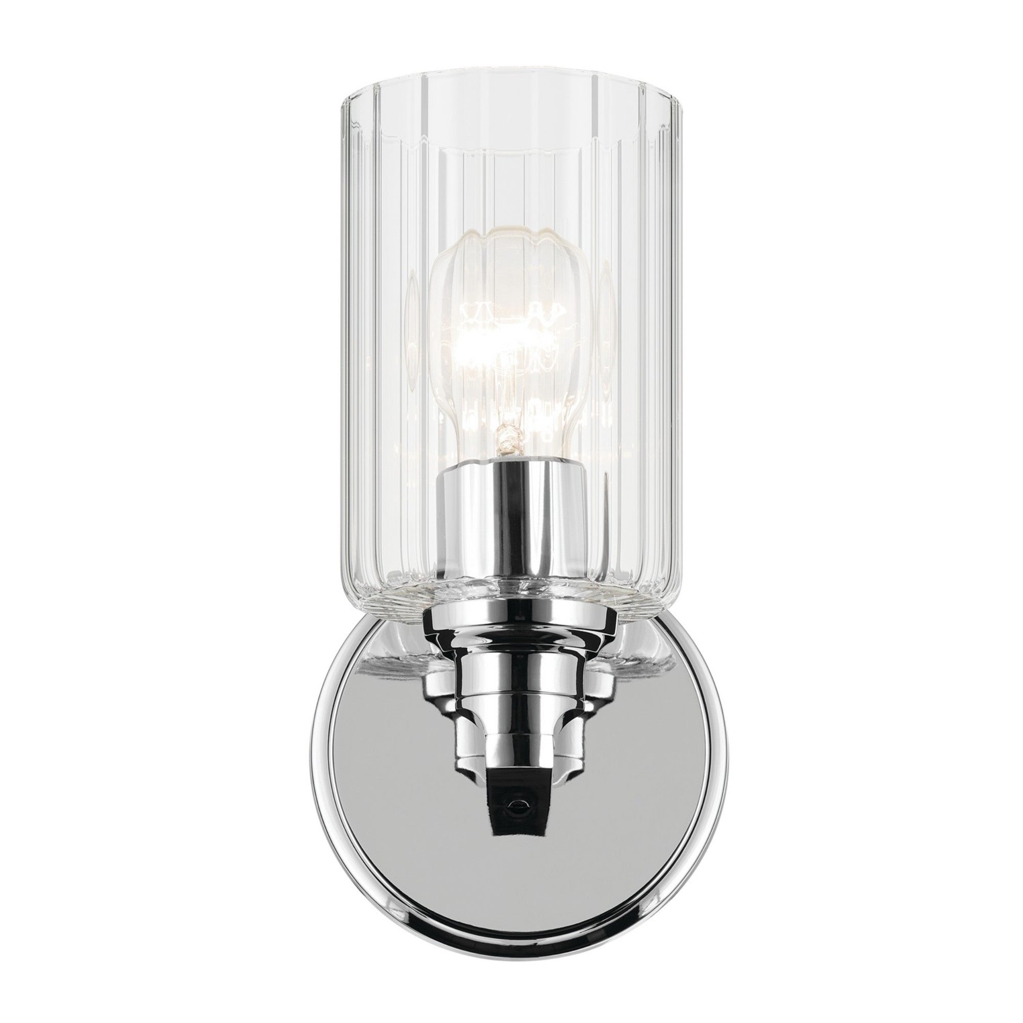 Gioe 5" Wall Sconce, Chrome Finish, Clear Fluted Glass - Bees Lighting