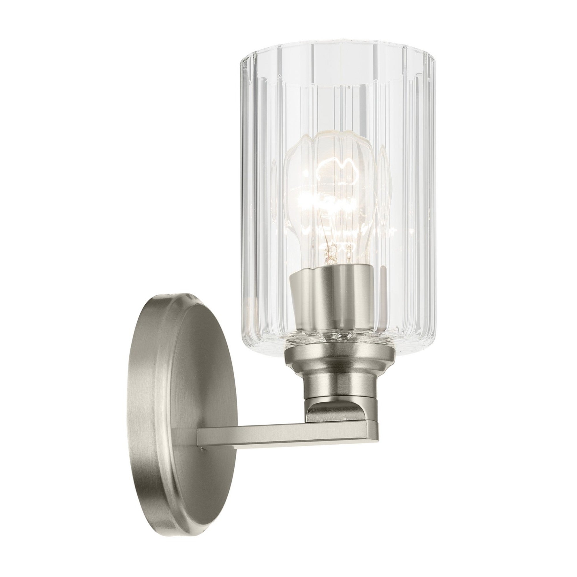 Gioe 5" Wall Sconce, Brushed Nickel Finish, Clear Fluted Glass - Bees Lighting