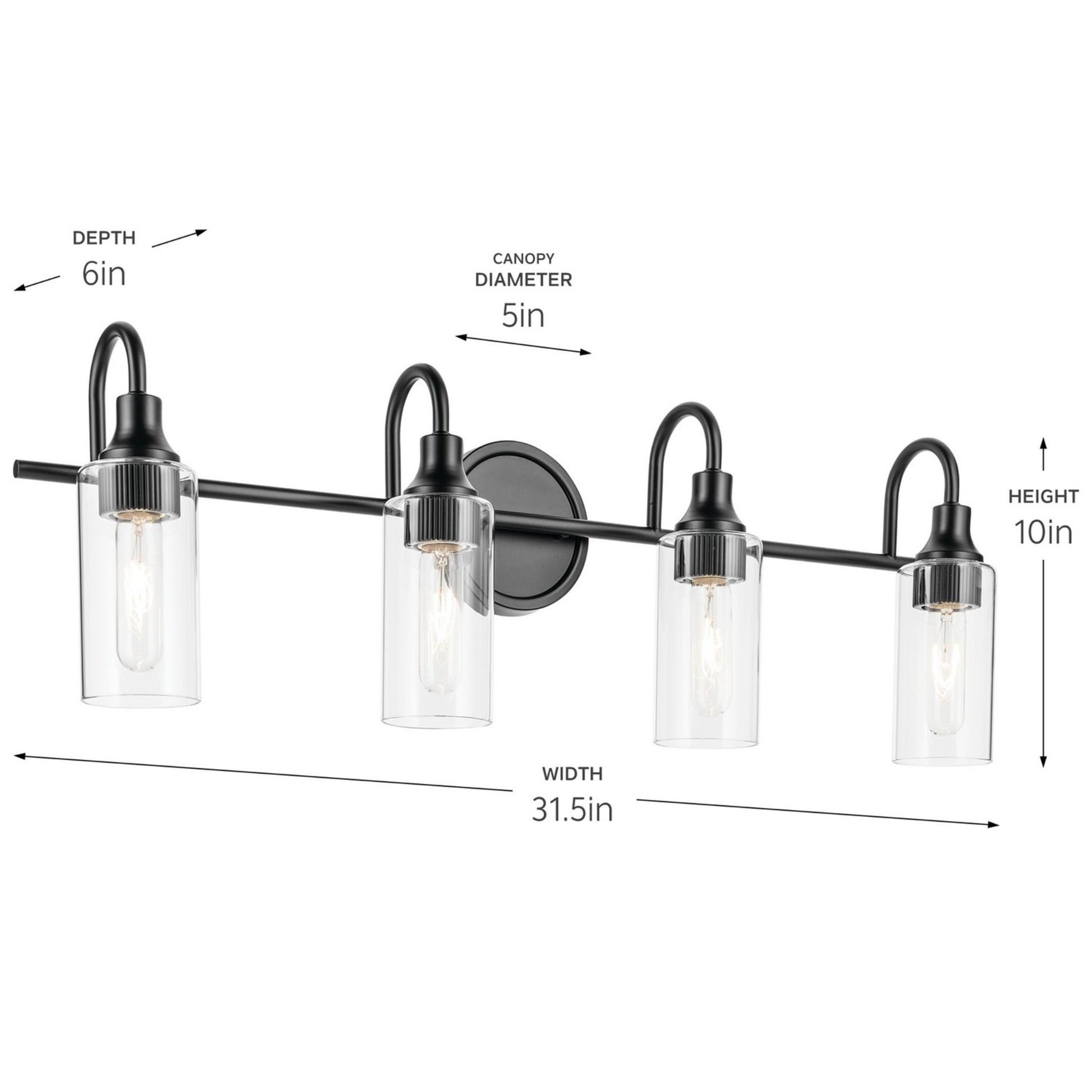 Kavi 32" 4-Light Bath Vanity Light, Black Finish - Bees Lighting