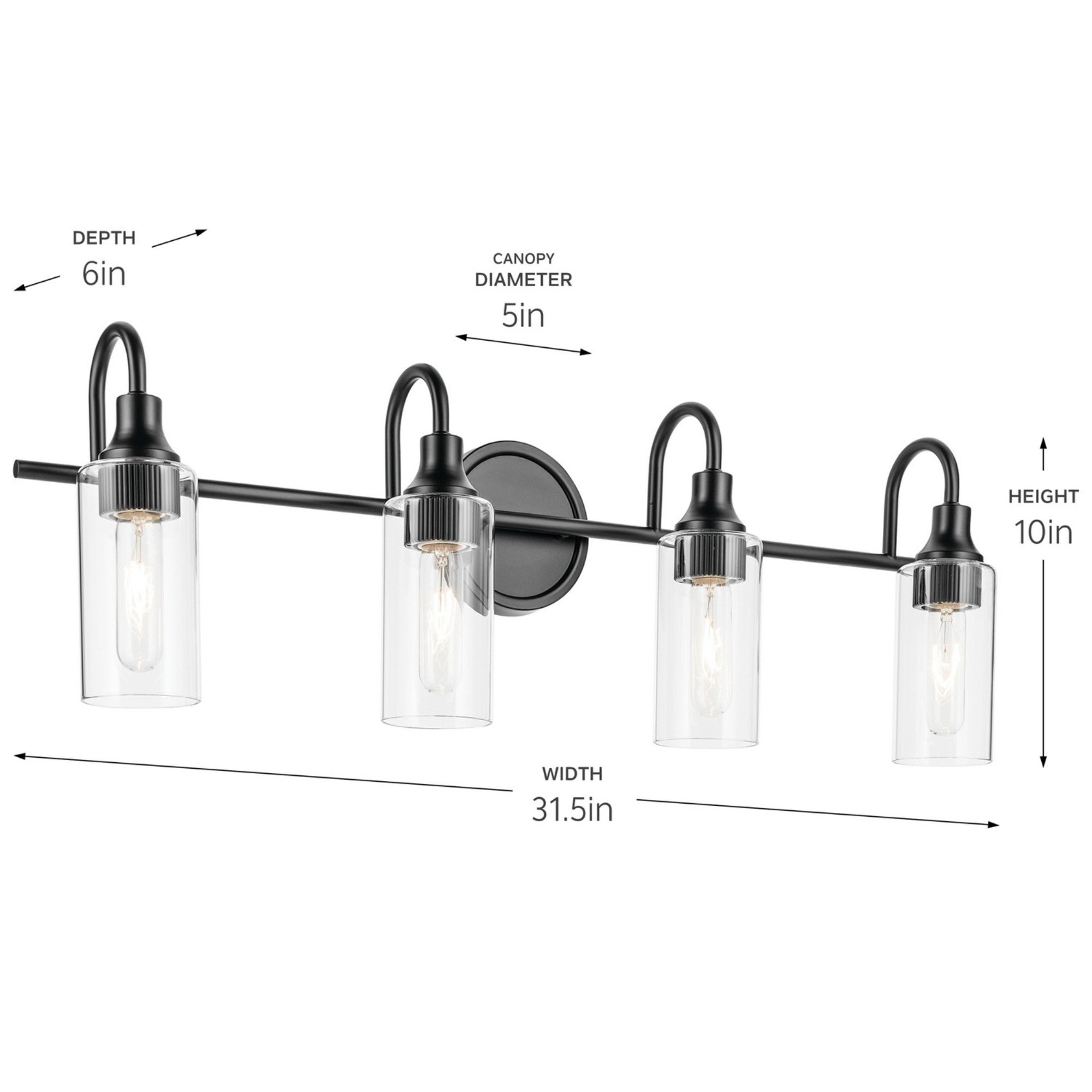 Kavi 32" 4-Light Bath Vanity Light, Black Finish - Bees Lighting