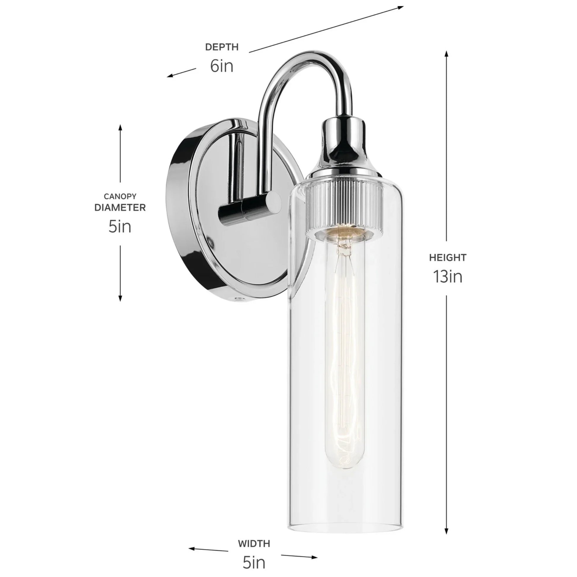 Kavi 13" Wall Sconce, Chrome Finish - Bees Lighting