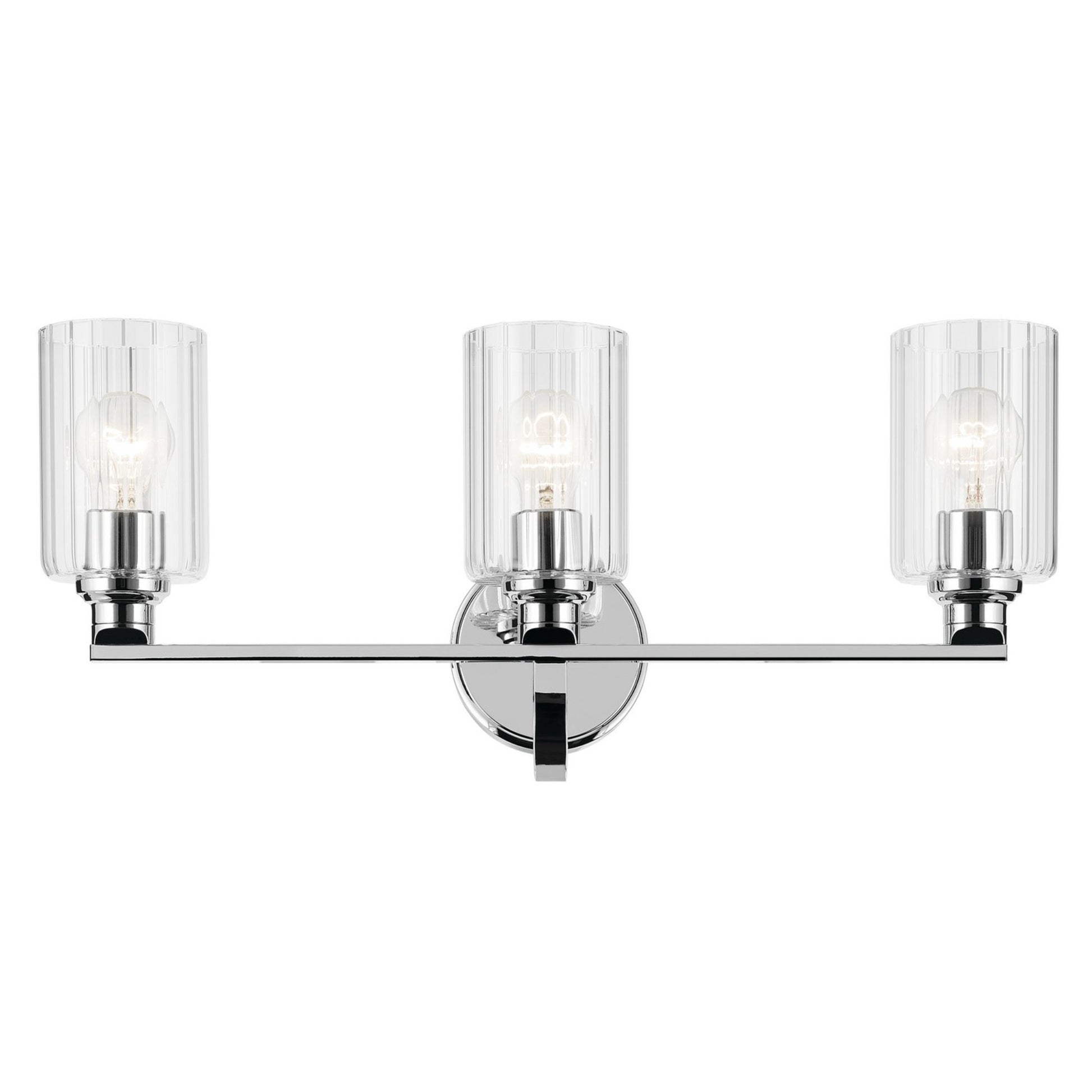 Gioe 24" 3-Light Bath Vanity Light, Chrome Finish Fluted Glass - Bees Lighting
