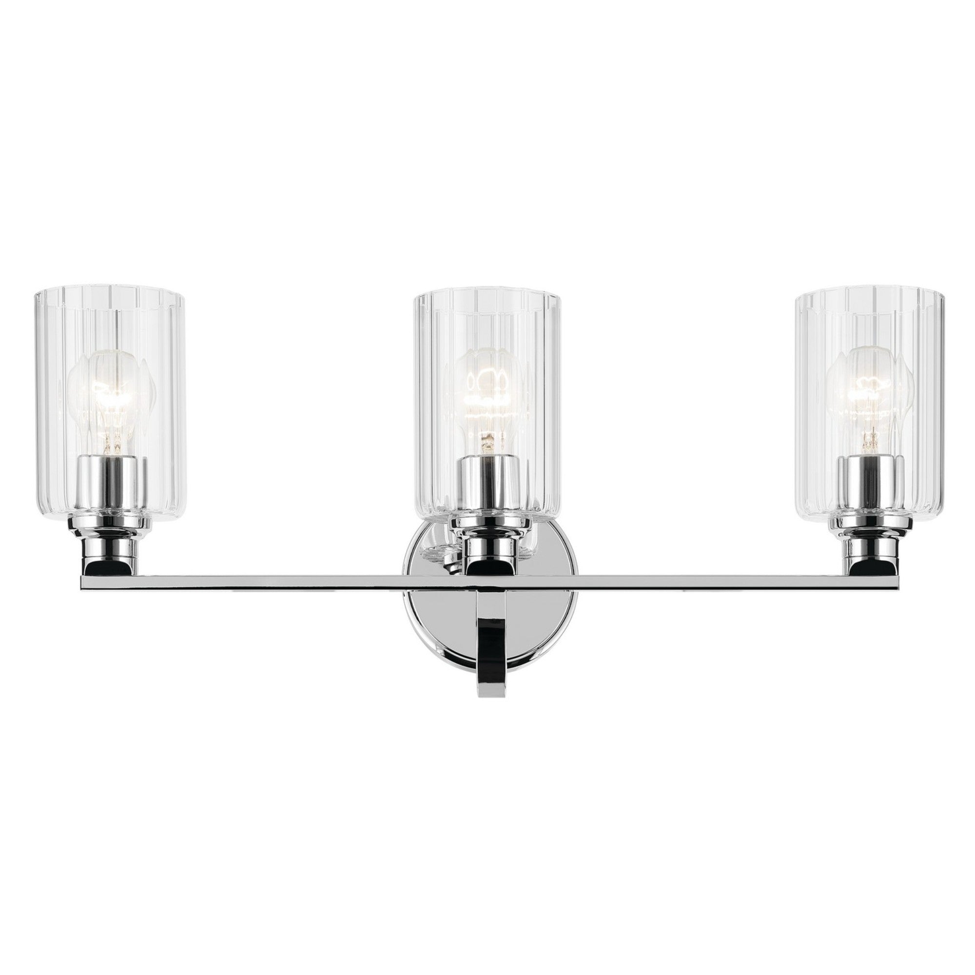 Gioe 24" 3-Light Bath Vanity Light, Chrome Finish Fluted Glass - Bees Lighting