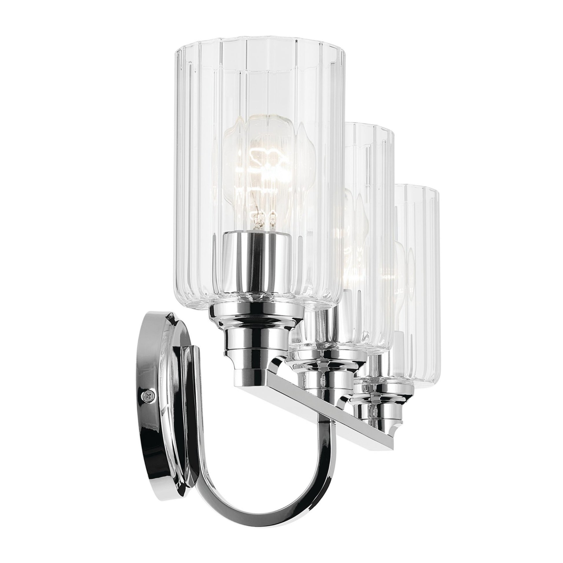 Gioe 24" 3-Light Bath Vanity Light, Chrome Finish Fluted Glass - Bees Lighting