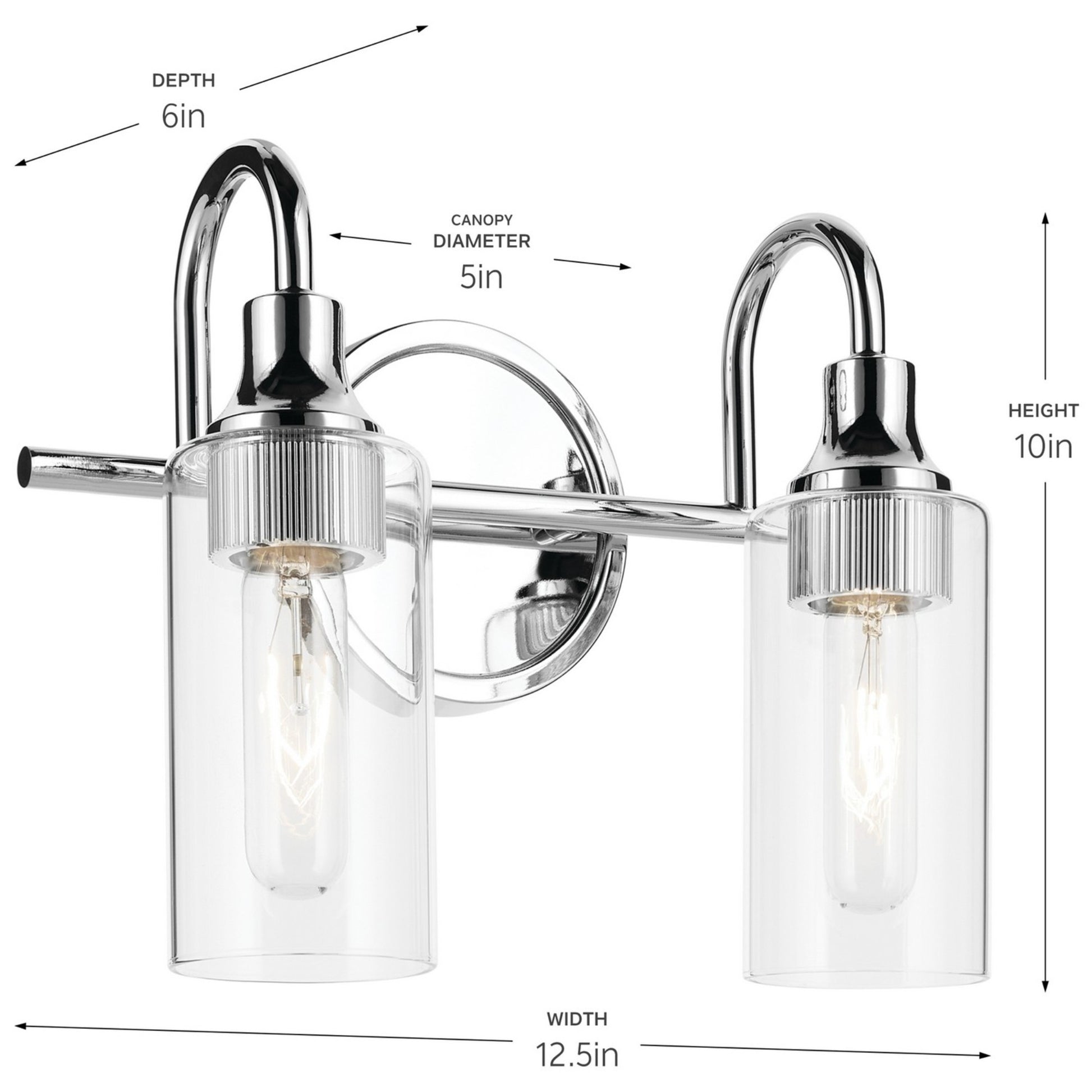 Kavi 13" 2-Light Bath Vanity Light, Chrome Finish - Bees Lighting