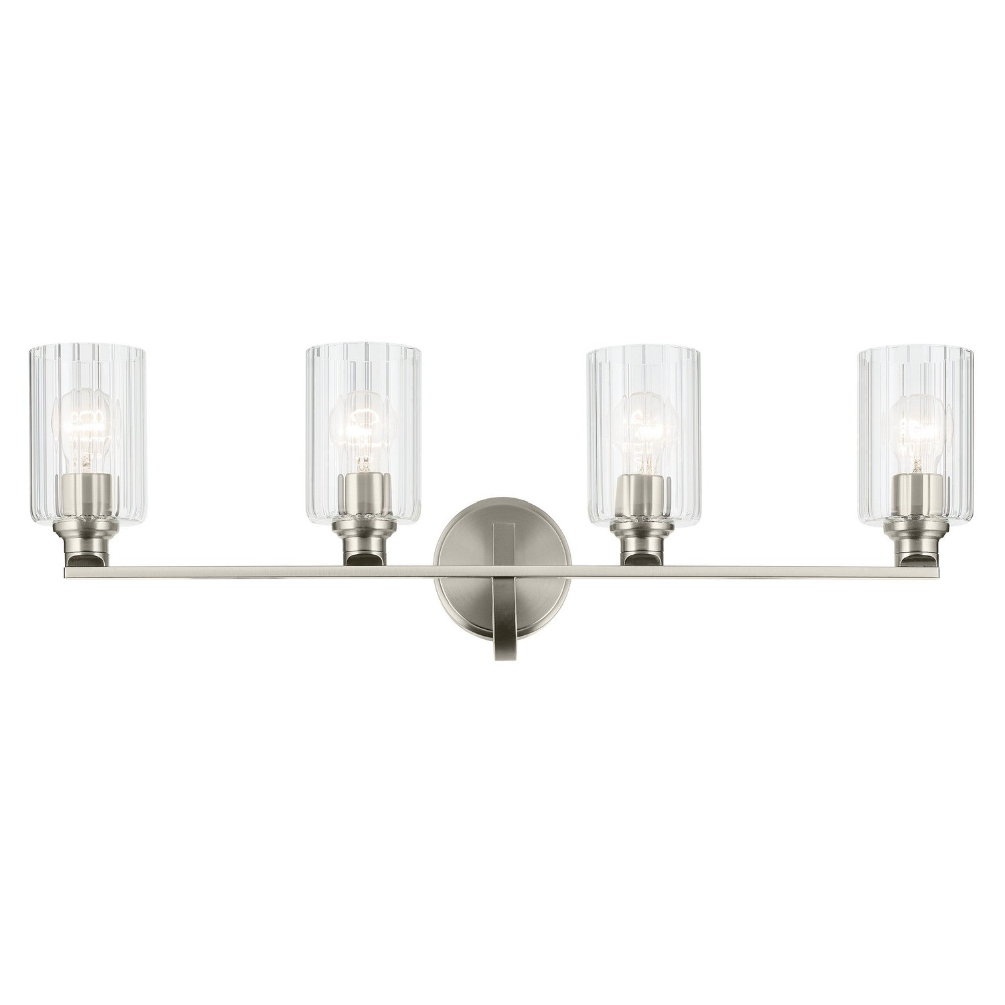 Gioe 32" 4-Light Bath Vanity Light, Brushed Nickel Finish Fluted Glass - Bees Lighting