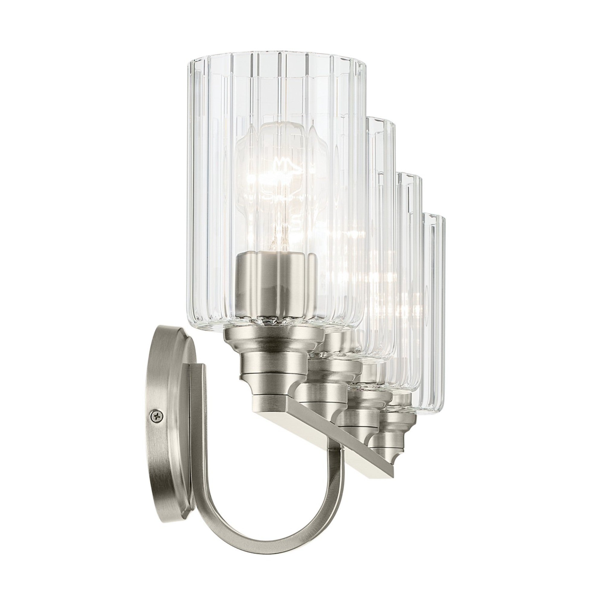 Gioe 32" 4-Light Bath Vanity Light, Brushed Nickel Finish Fluted Glass - Bees Lighting
