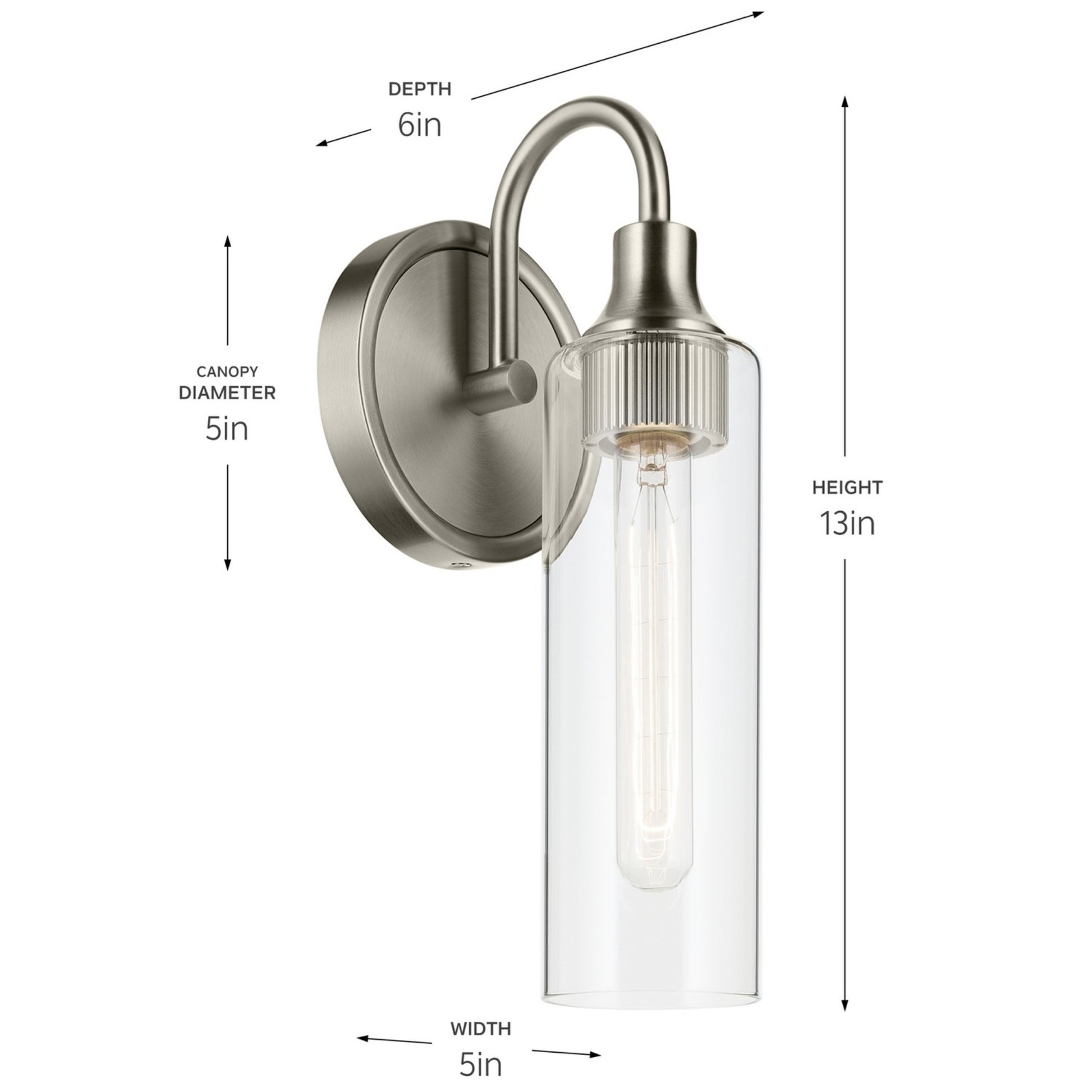 Kavi 13" Wall Sconce, Brushed Nickel Finish - Bees Lighting