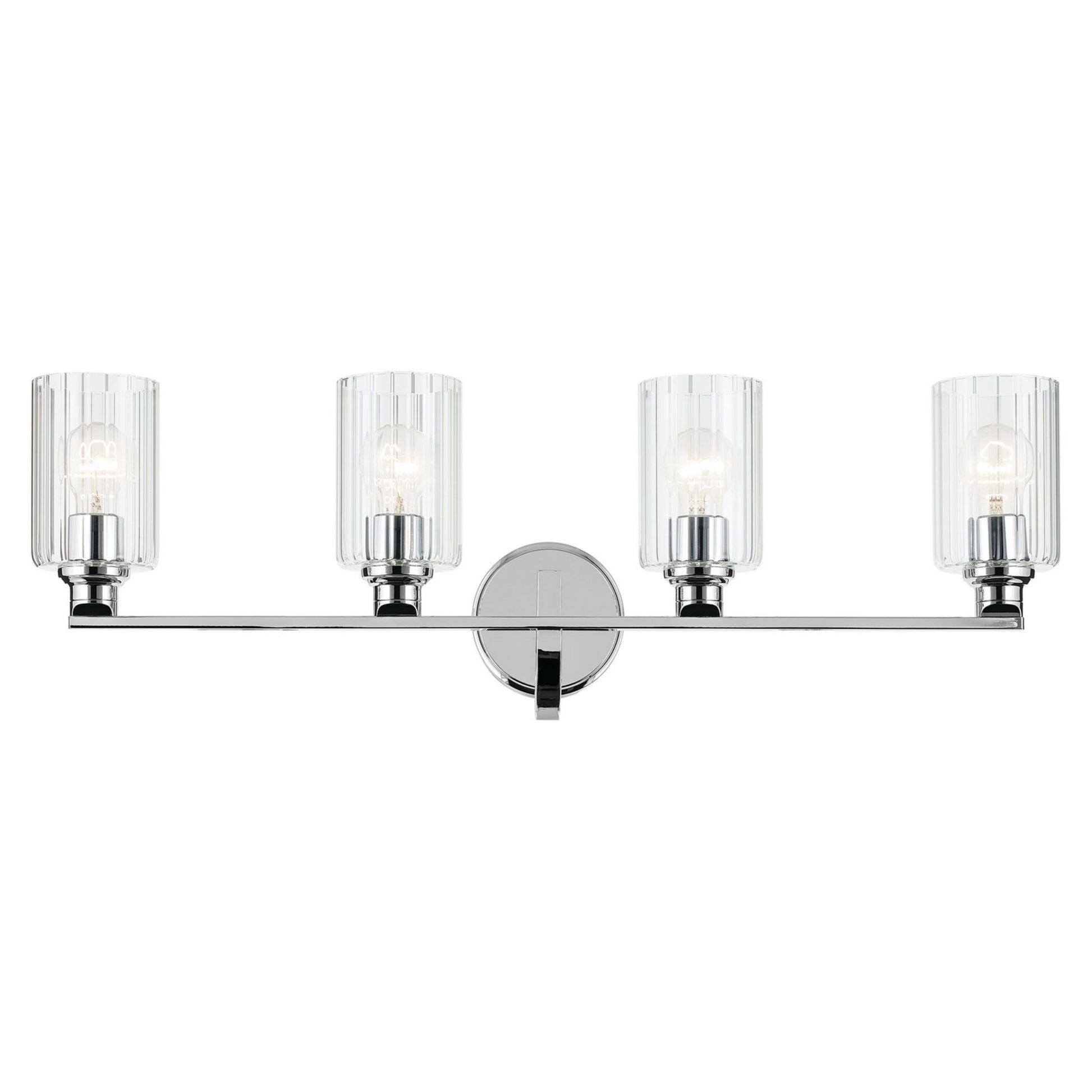 Gioe 32" 4-Light Bath Vanity Light, Chrome Finish Fluted Glass - Bees Lighting