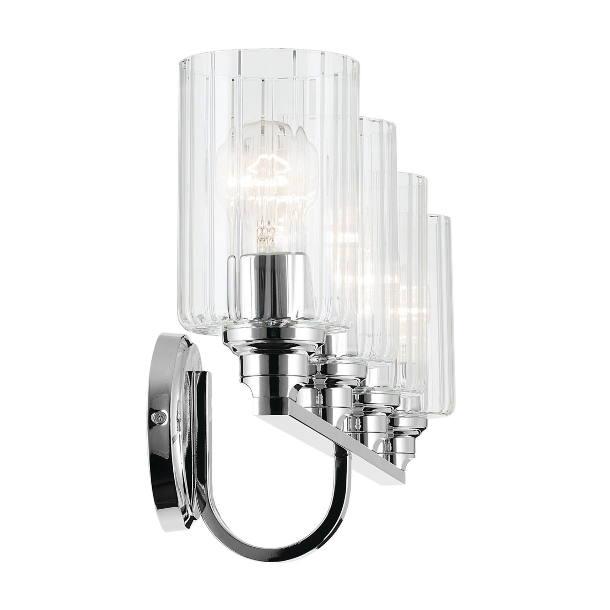 Gioe 32" 4-Light Bath Vanity Light, Chrome Finish Fluted Glass - Bees Lighting