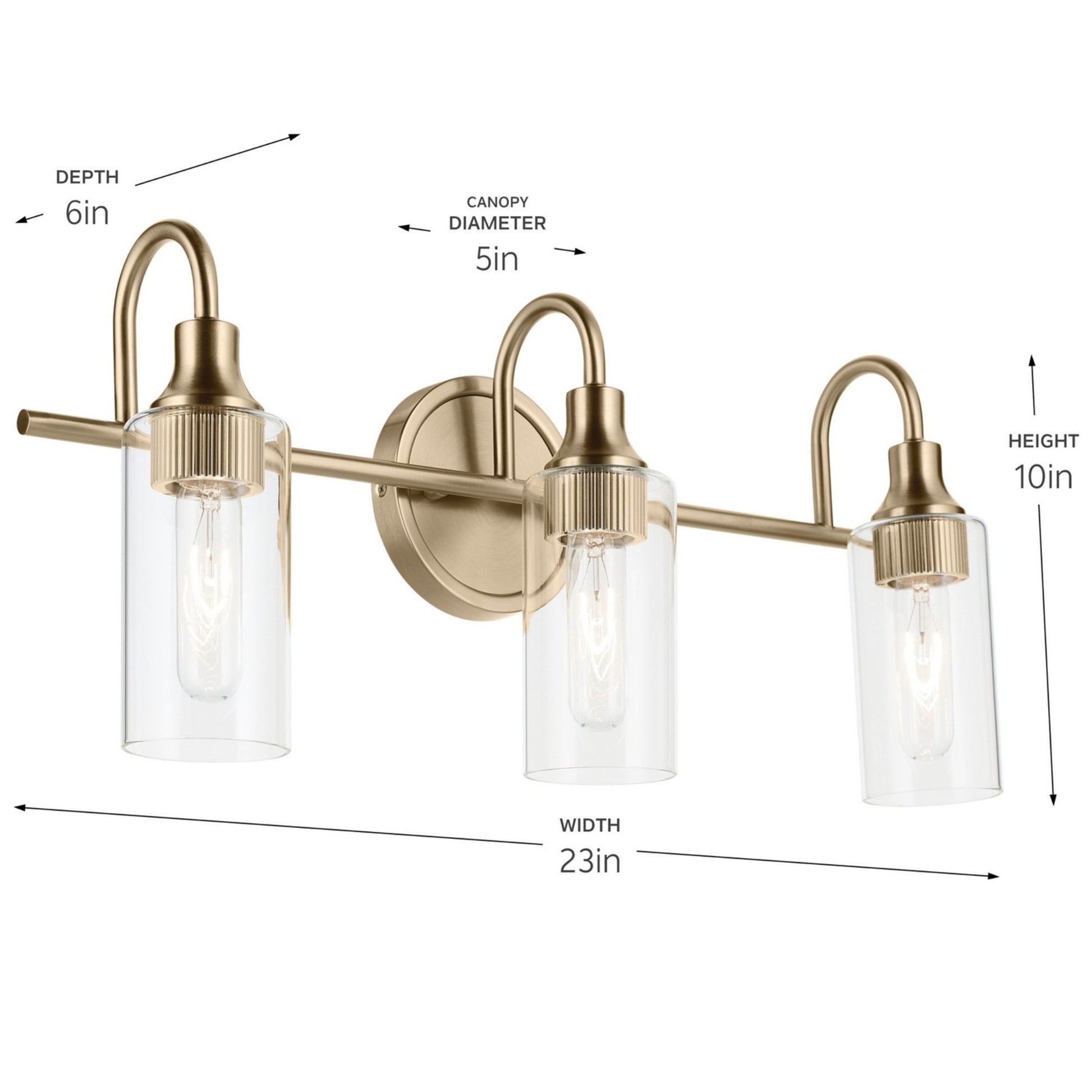 Kavi 23" 3-Light Bath Vanity Light, Champagne Bronze Finish - Bees Lighting