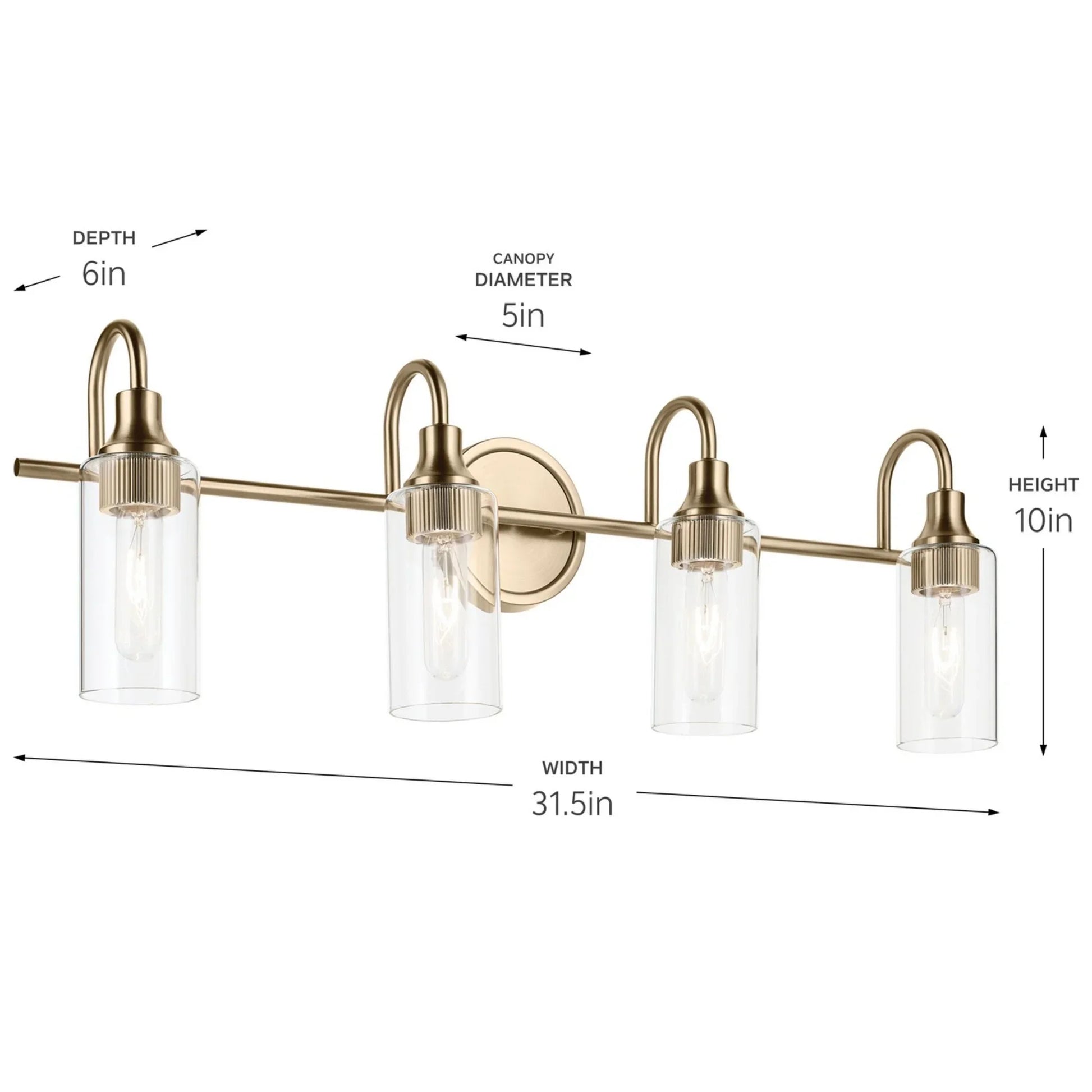 Kavi 32" 4-Light Bath Vanity Light, Champagne Bronze Finish - Bees Lighting