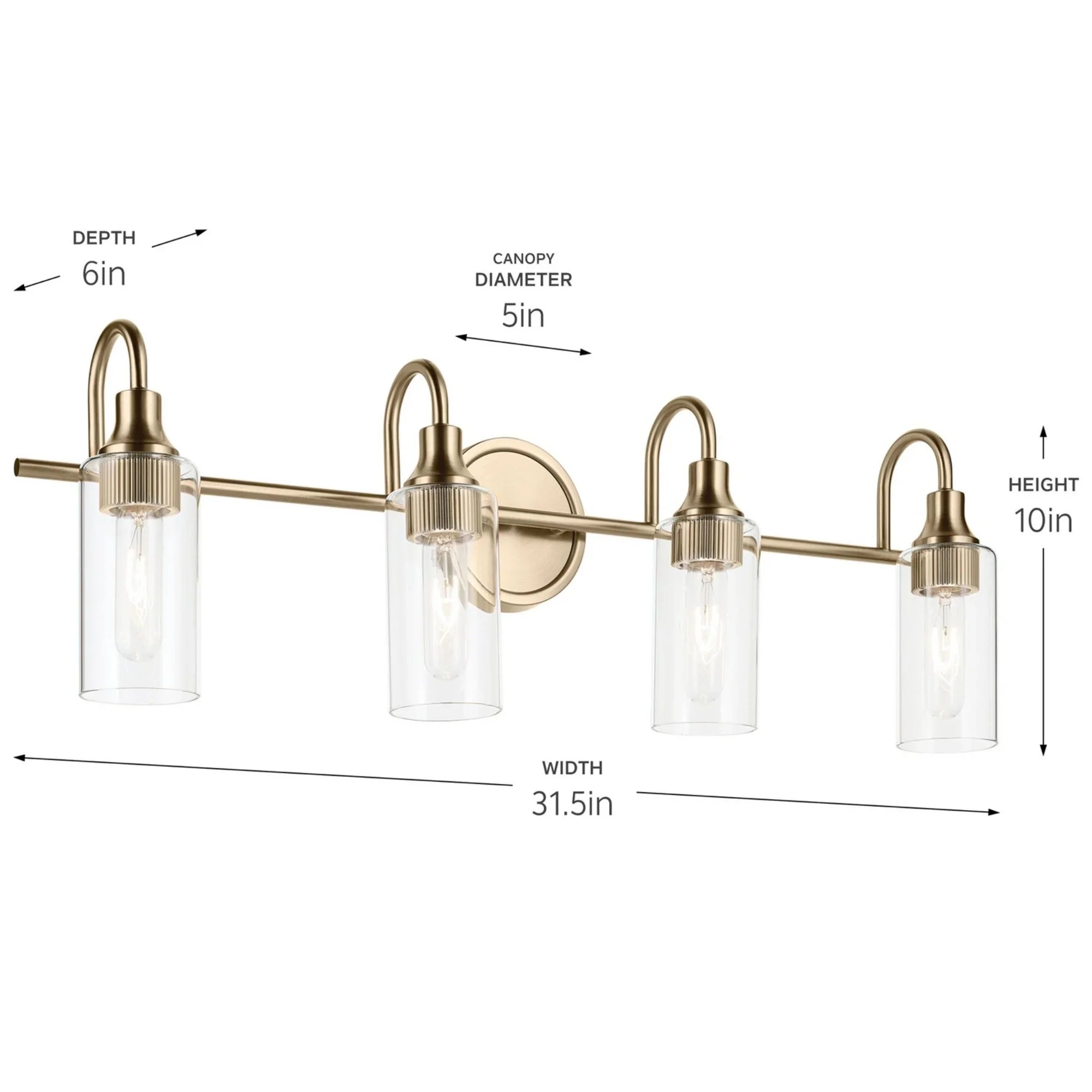 Kavi 32" 4-Light Bath Vanity Light, Champagne Bronze Finish - Bees Lighting