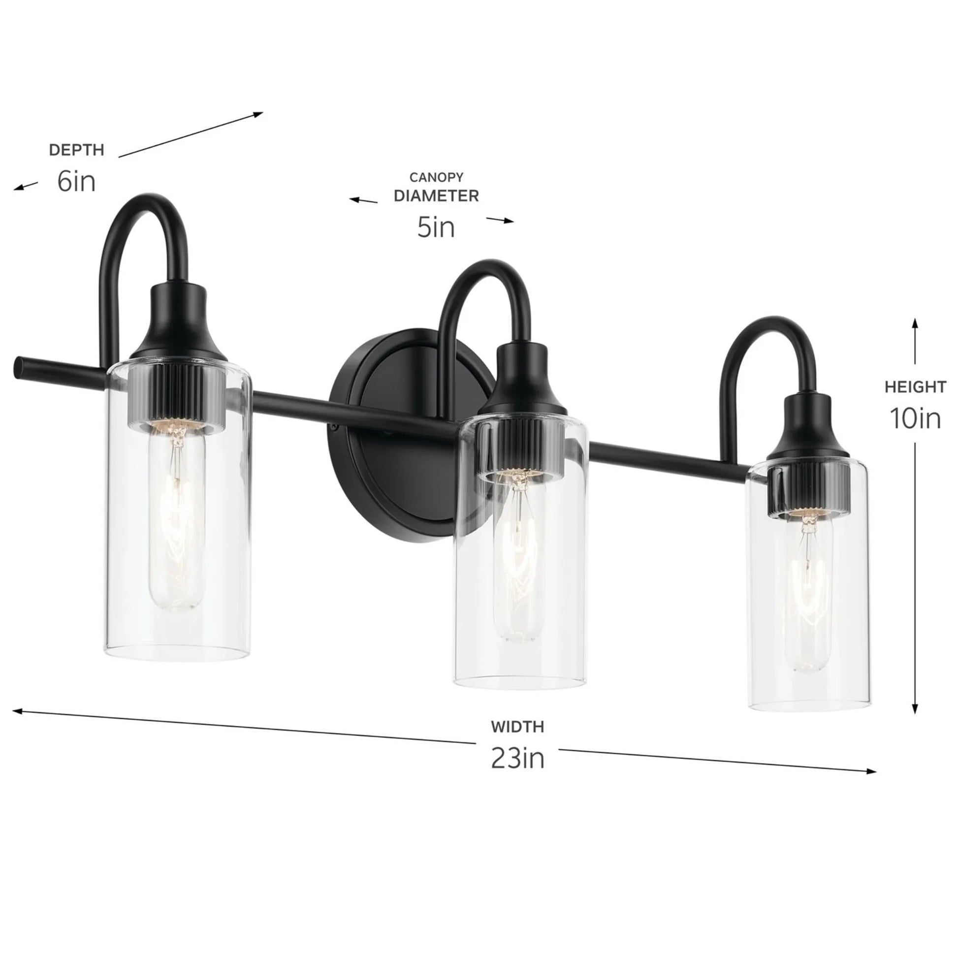 Kavi 23" 3-Light Bath Vanity Light, Black Finish - Bees Lighting