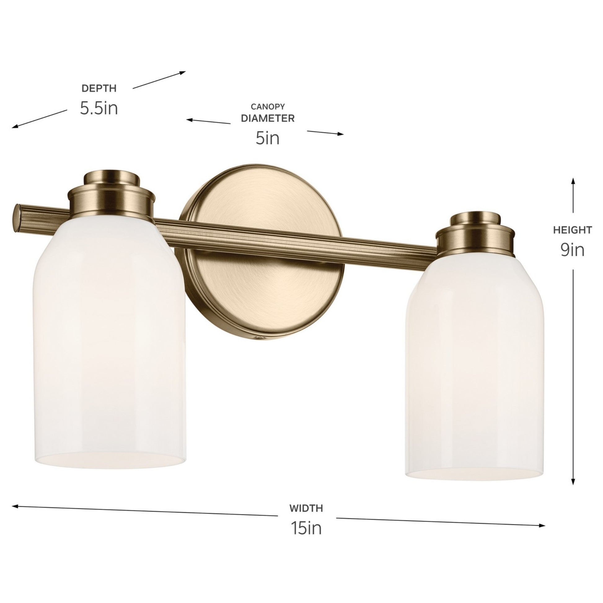 Shae 15" 2-Light Bath Vanity Light, Champagne Bronze Finish - Bees Lighting