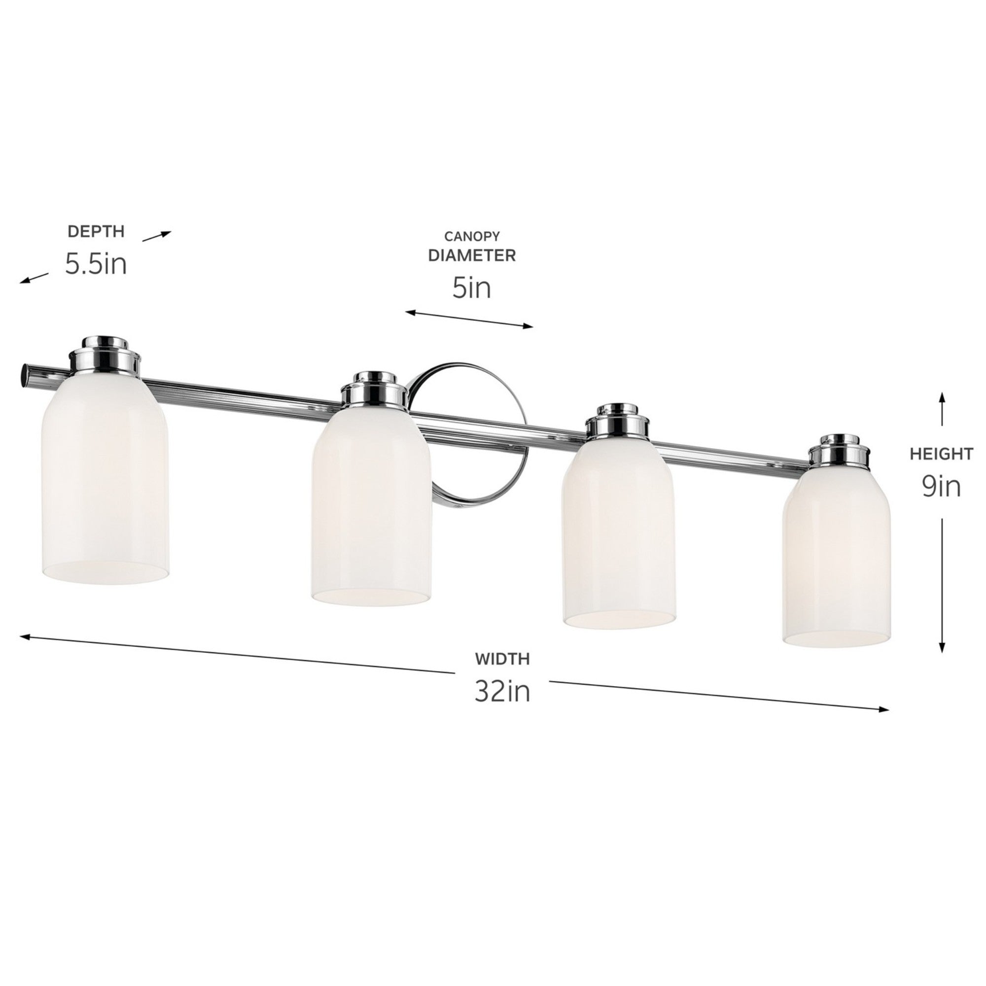 Shae 32" 4-Light Bath Vanity Light, Chrome Finish - Bees Lighting
